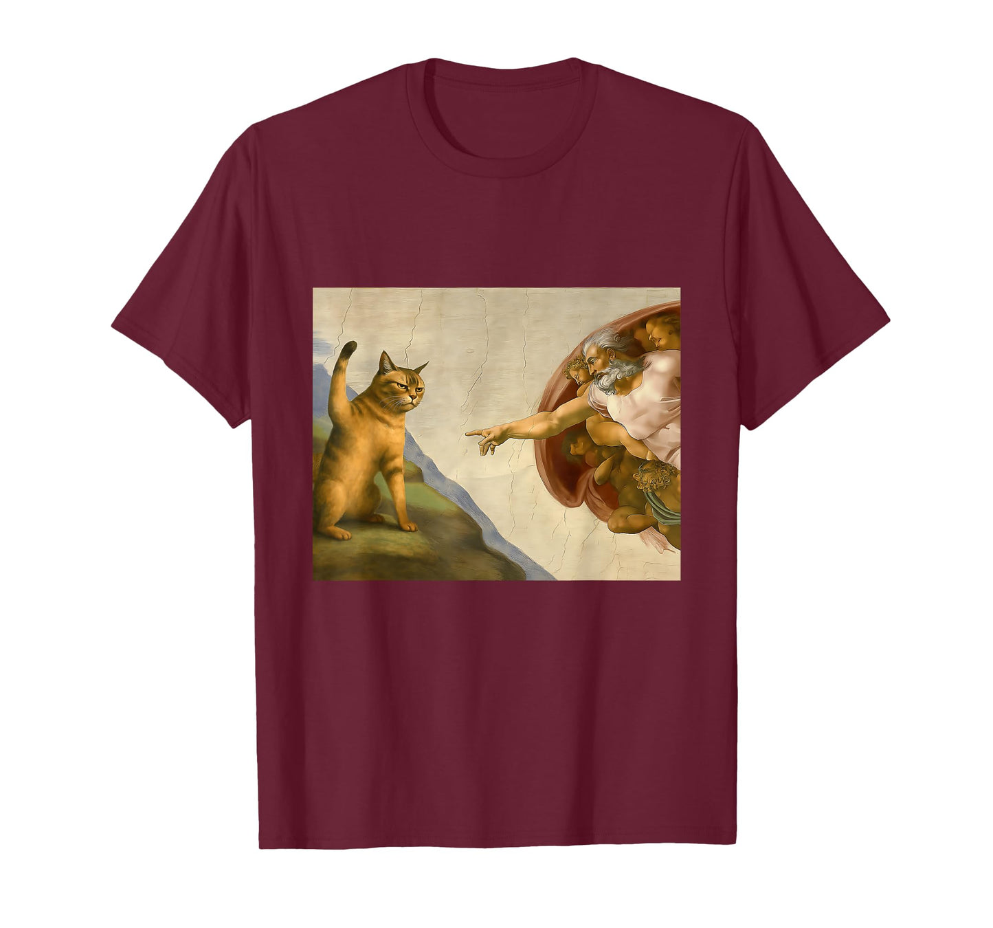 Funny Cat God Creation of Adam-Michelangelo Jesus Art Meme T-Shirt