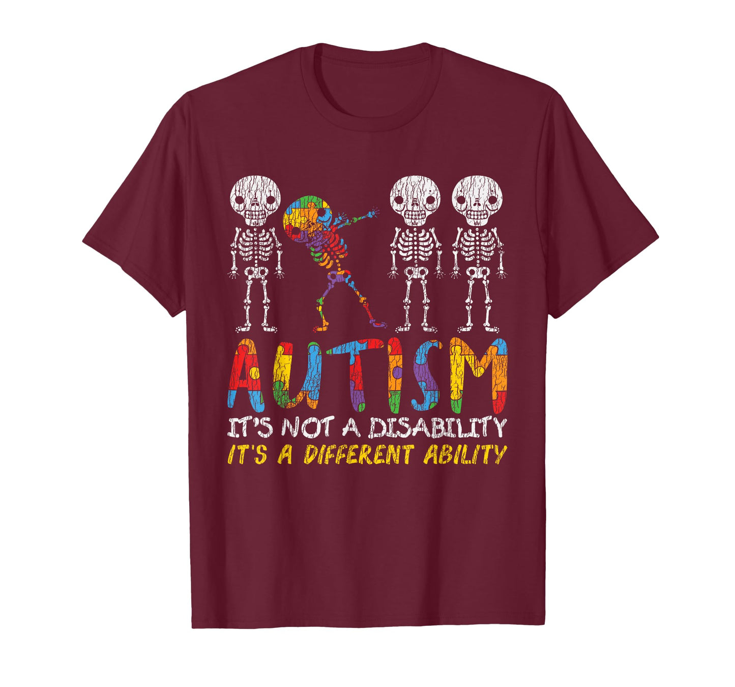 Autism Awerness - Skeleton Dabbing Autistic Kids Awareness T-Shirt