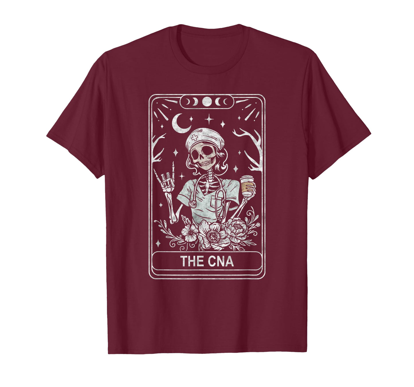 CNA Skeleton Certified Nurse Assistant Tarot Card Halloween T-Shirt