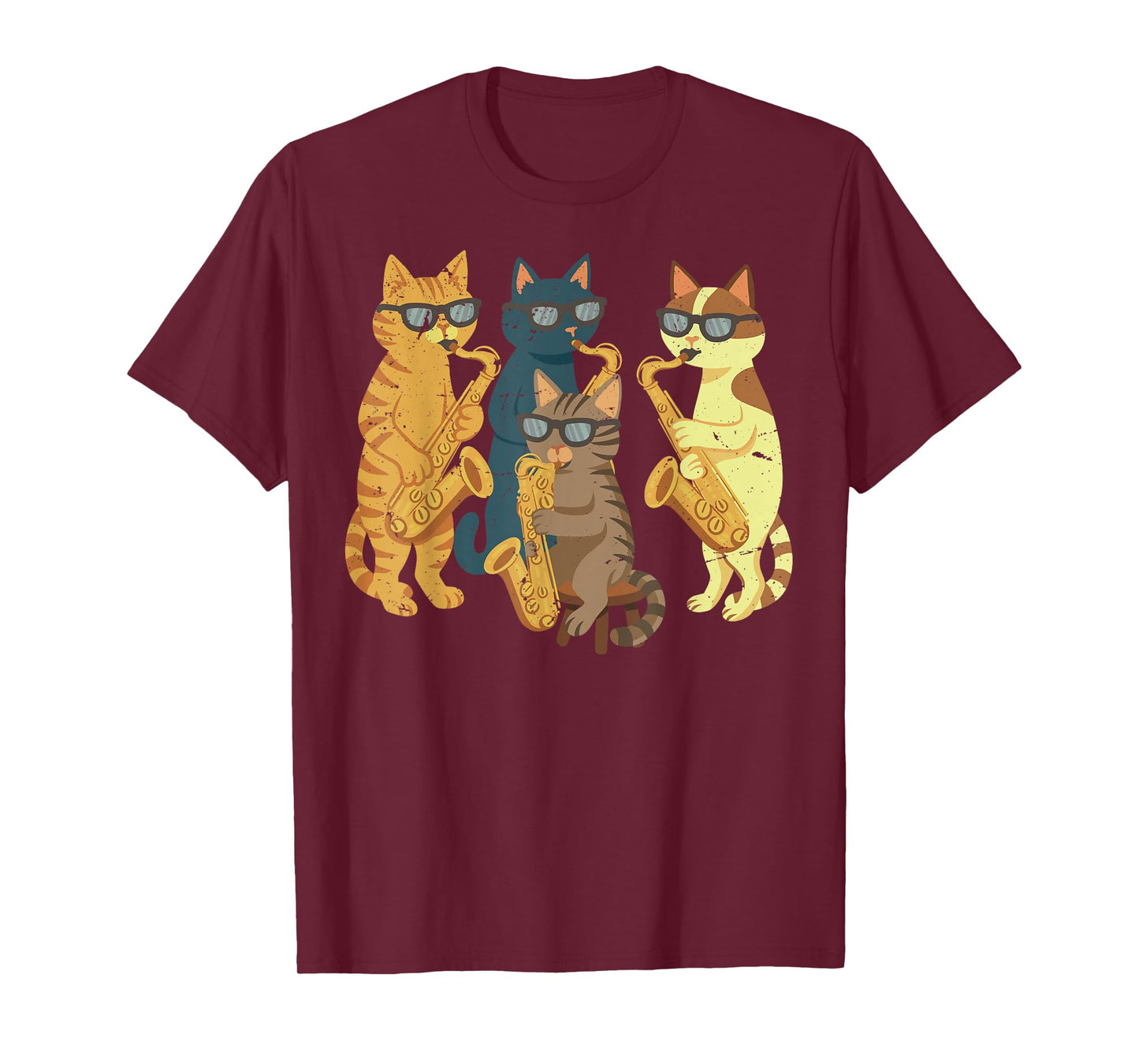Cats Playing Saxophone Saxophonist Jazz Player Music Lover T-Shirt