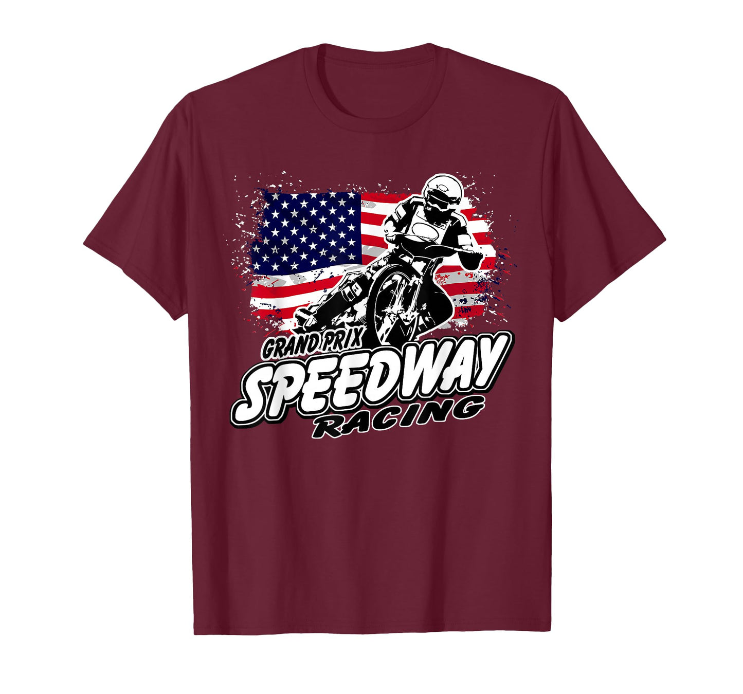 Motorcycle Speedway American Flag T-shirt Flat Track Race T-Shirt