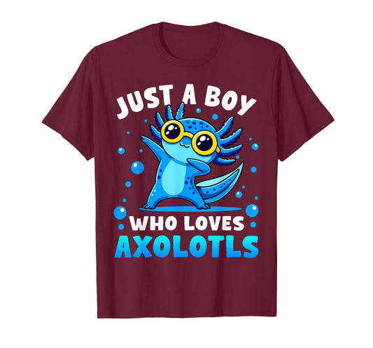 Just A Boy Who Loves Axolotls Cute Dabbing Axolotl Boys Kids T-Shirt