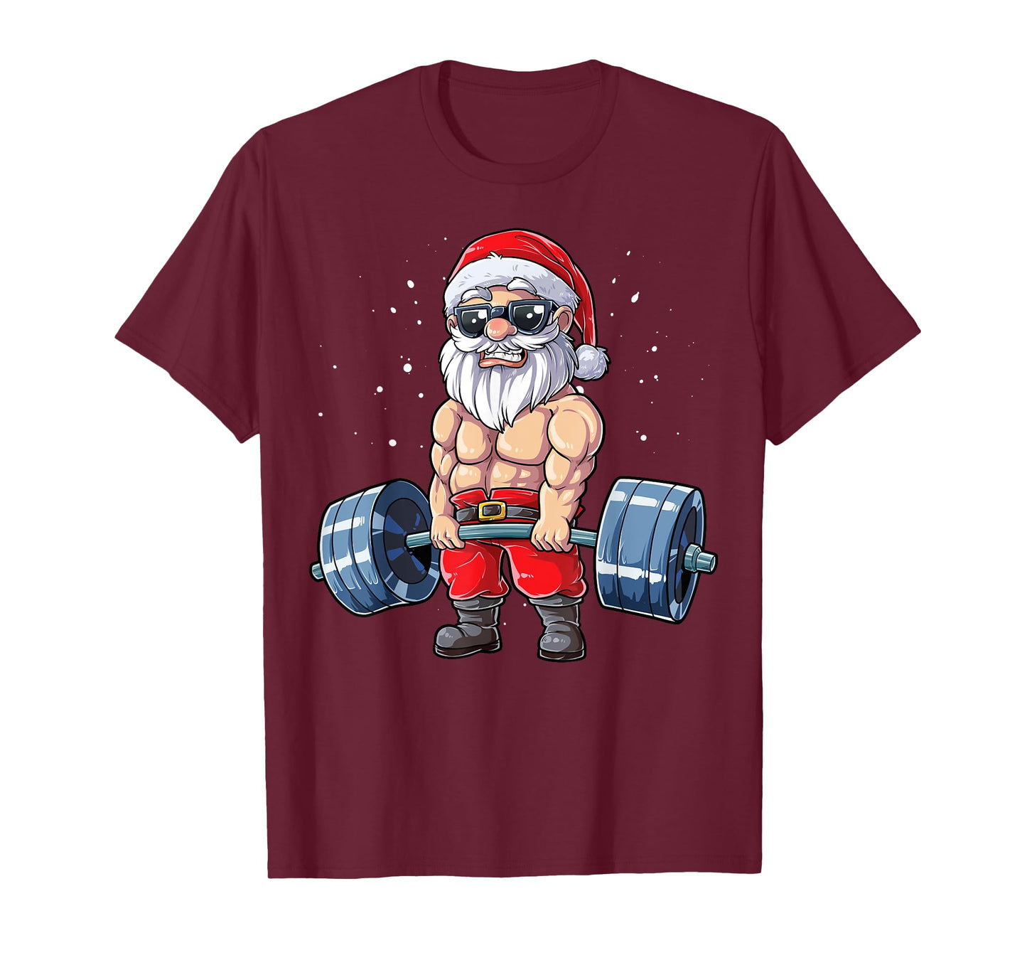 Santa Weightlifting Christmas Fitness Gym Deadlift Xmas Men T-Shirt