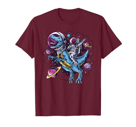 Dabbing Astronaut T-Rex Dinosaur Space All Moon Astronaut T-Shirt