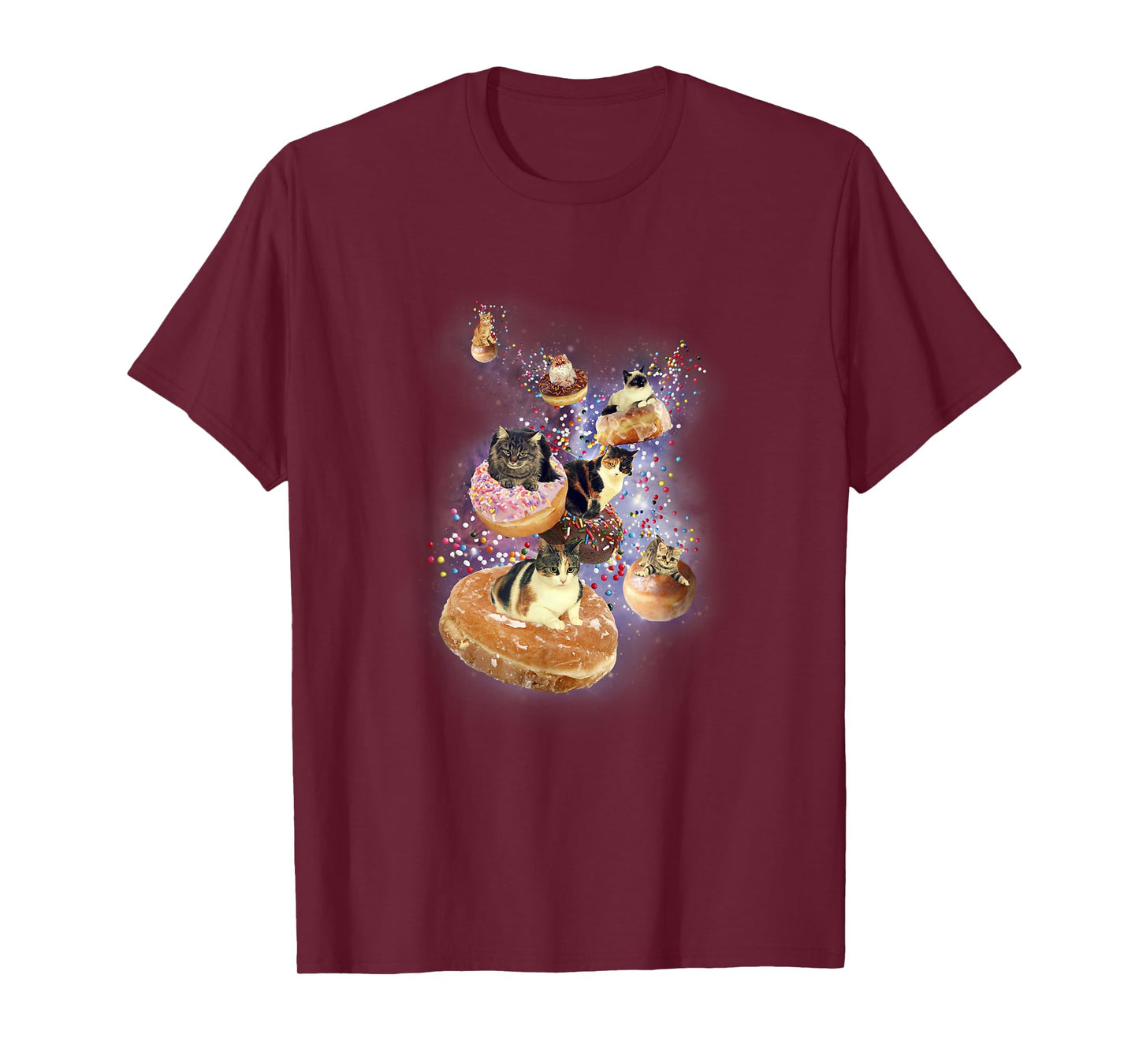 Trendy Cats Flying On Donuts In Space T-Shirt