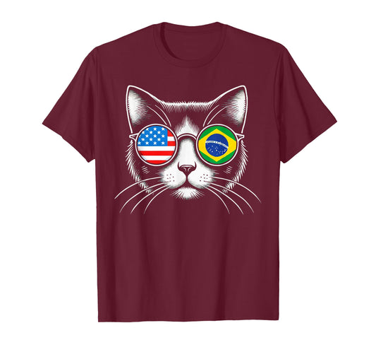 Half American Half Brazilian USA Flag Brazil America T-Shirt