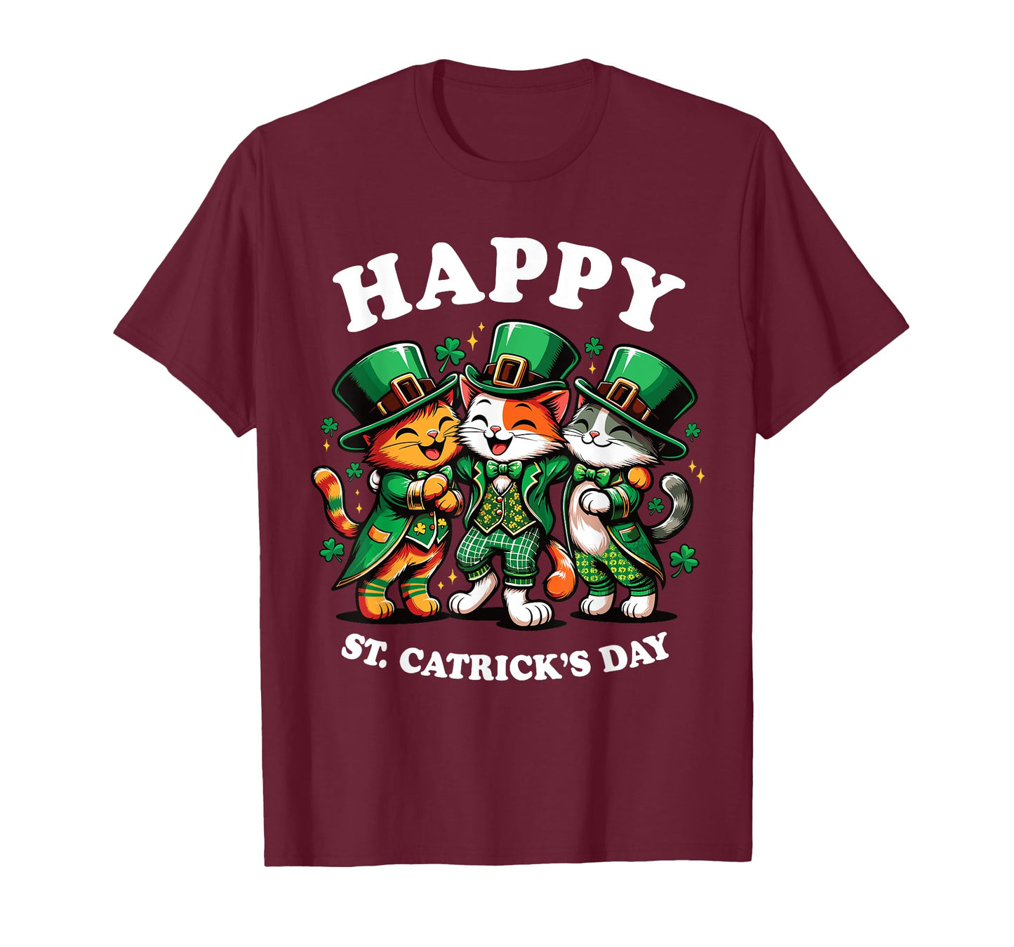 Happy St Catricks Day St Patricks Day Cat Leprechaun Funny T-Shirt