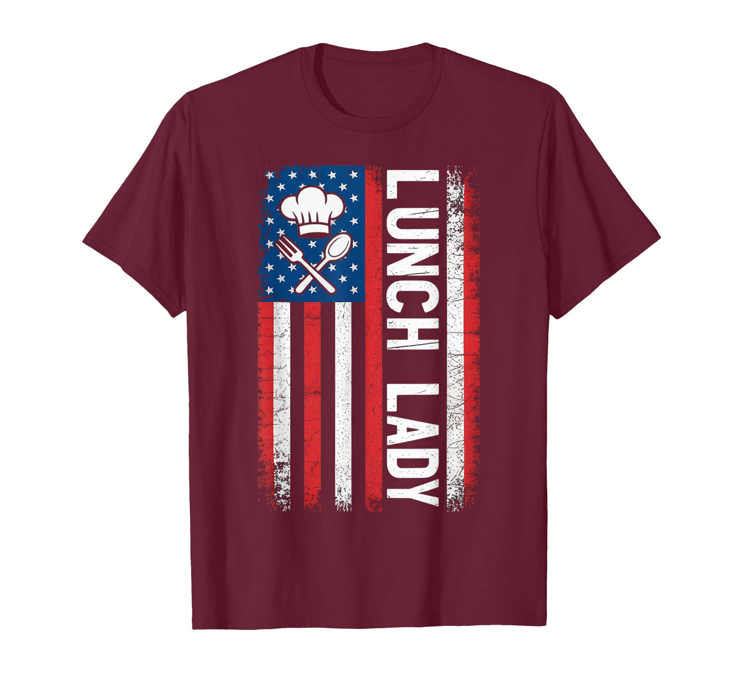Cooking School Worker Cafeteria American USA Flag Lunch Lady T-Shirt