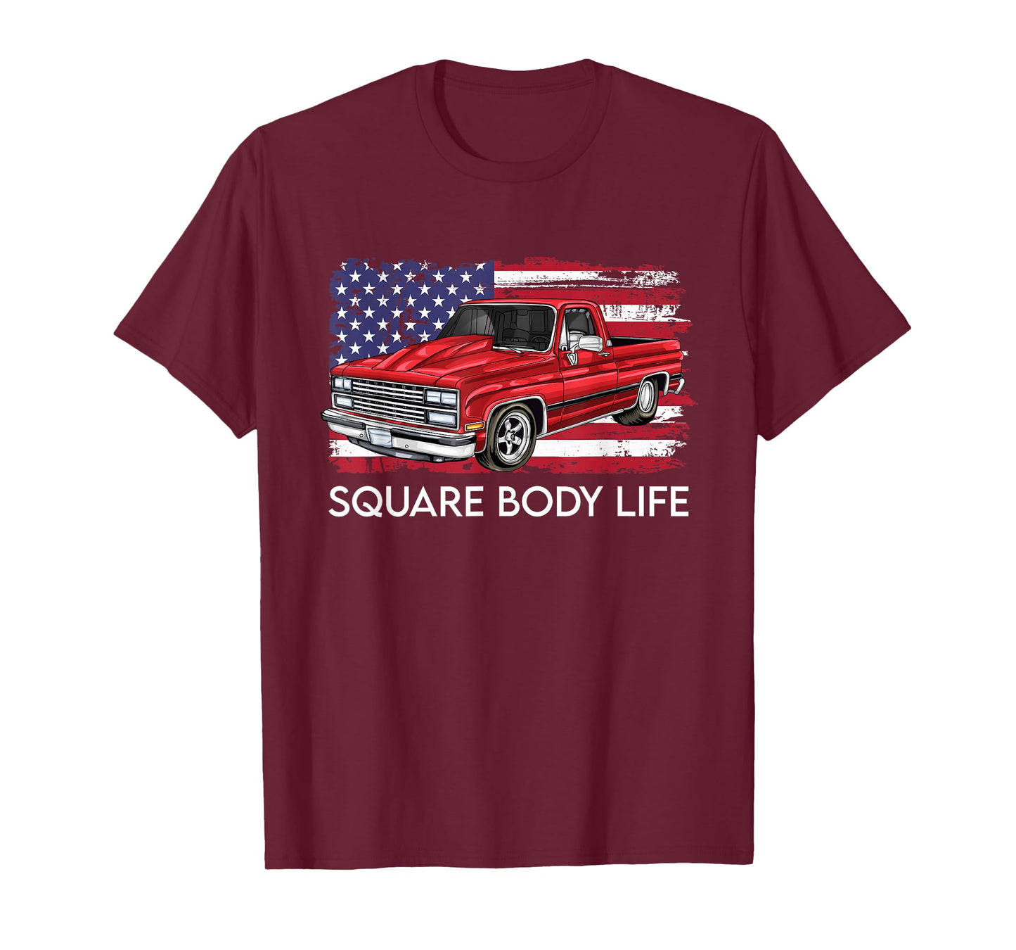 Square Body Life Truck Squarebody American Flag T-Shirt