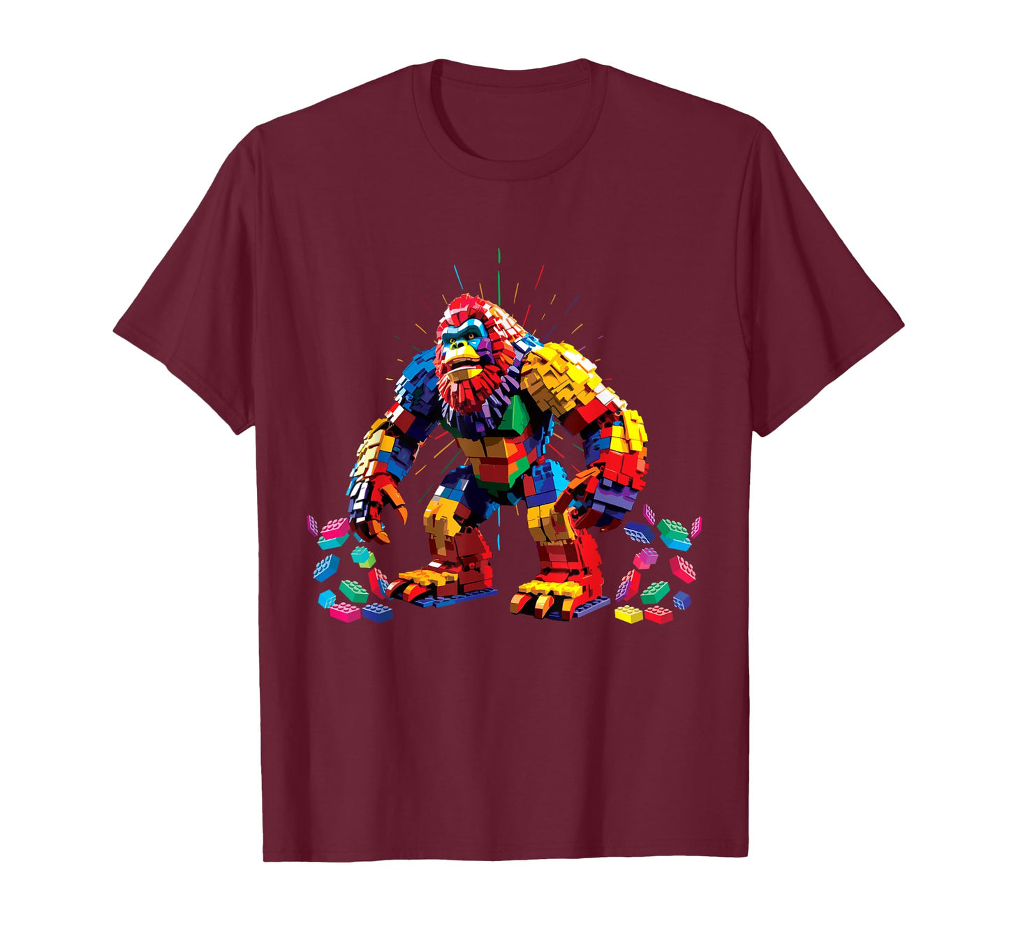 Bigfoot Sasquatch Block Building Brick Builder Funny Kids T-Shirt