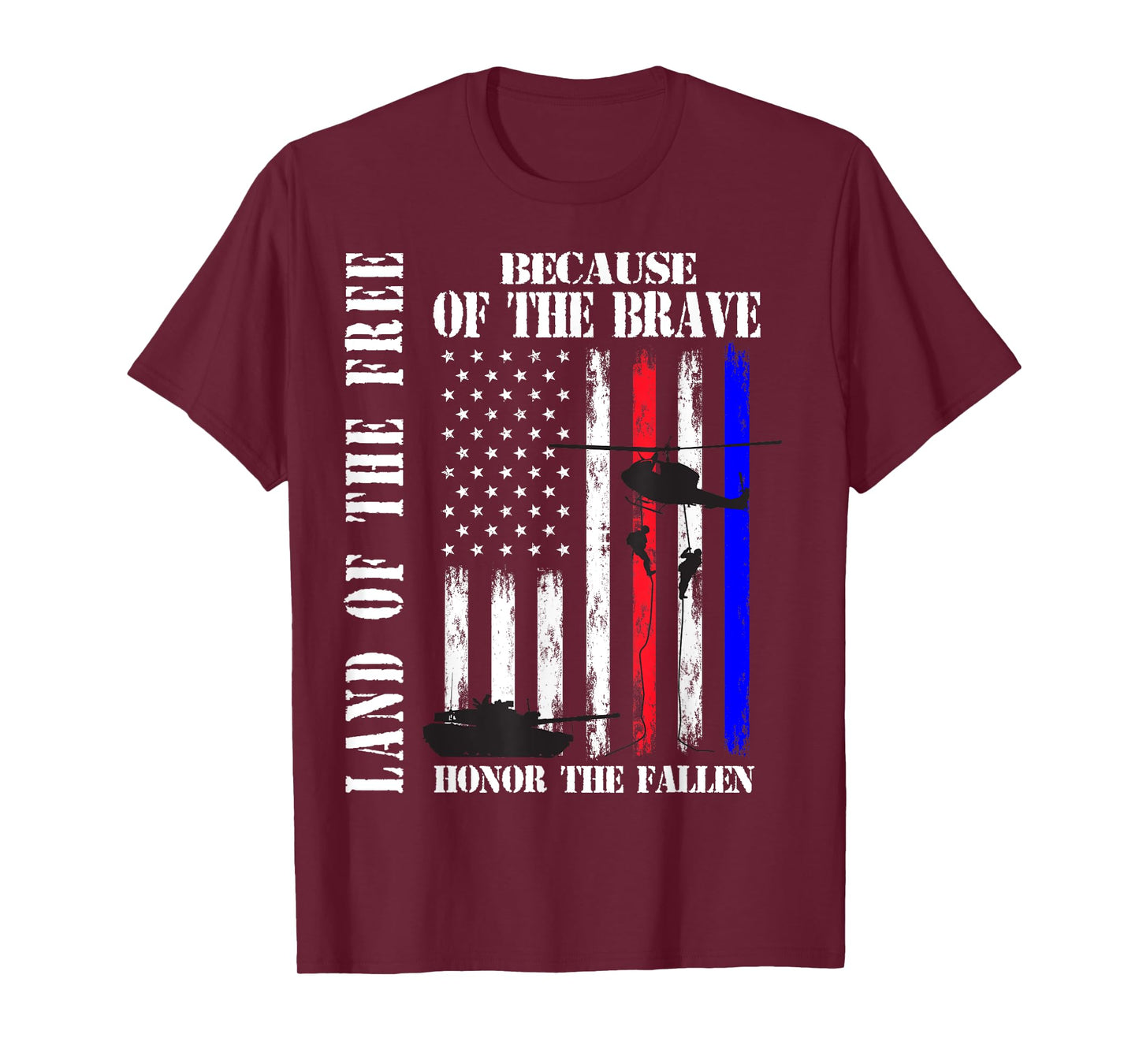 Land of the Free Because of the Brave Honor The Fallen Flag T-Shirt