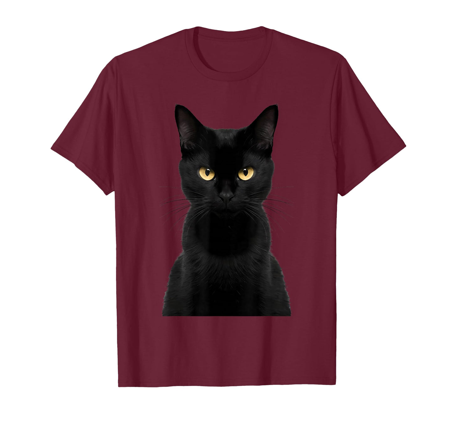 Black Cat Yellow Eyes Angry Cat Funny Staring Cat Halloween T-Shirt