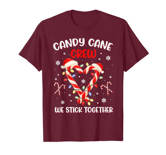 Christmas Candy Cane Heart Holiday Family Matching Pajama T-Shirt