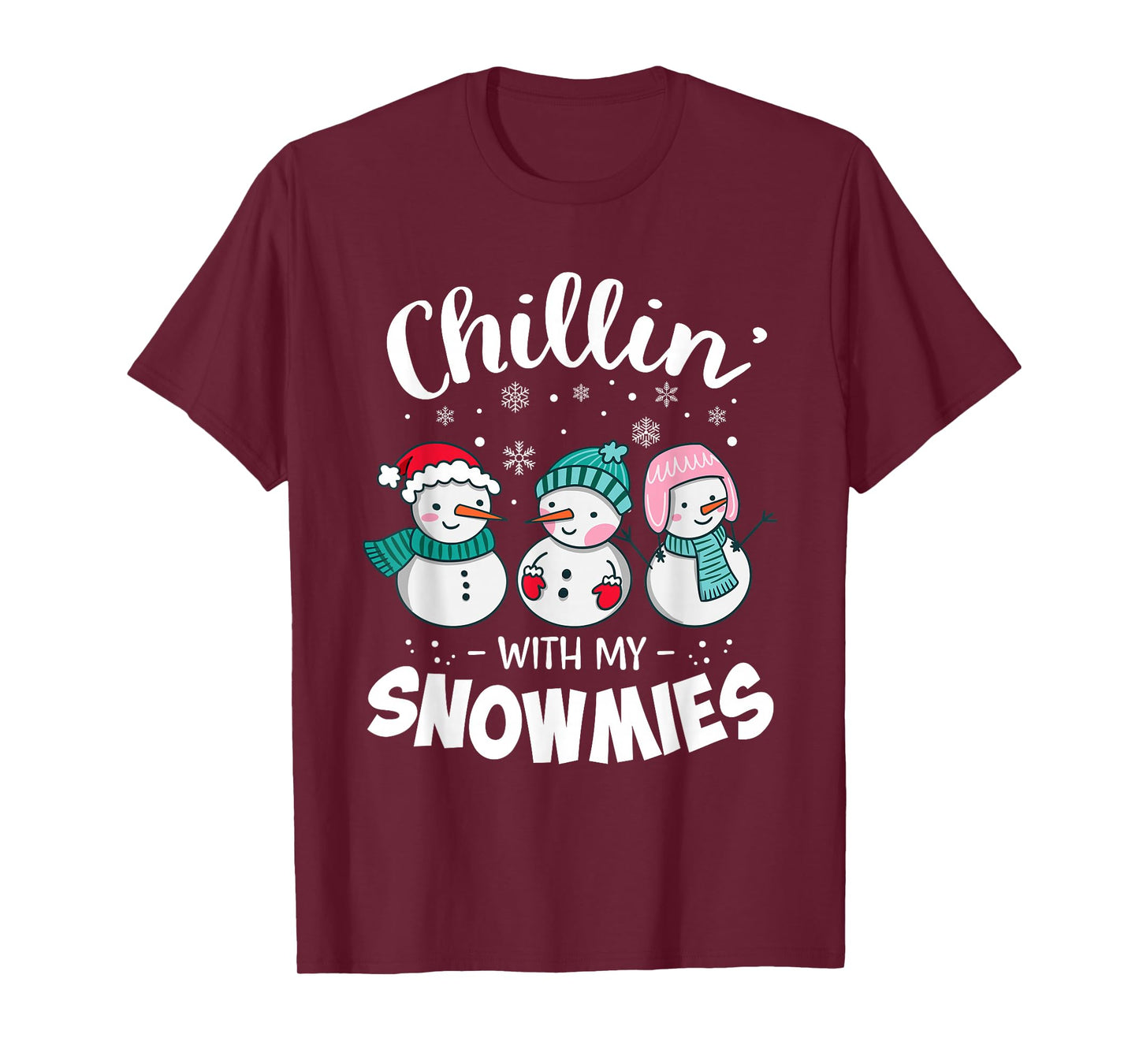 Chillin with My Snowmie Women Christmas Snowman Teacher Snow T-Shirt