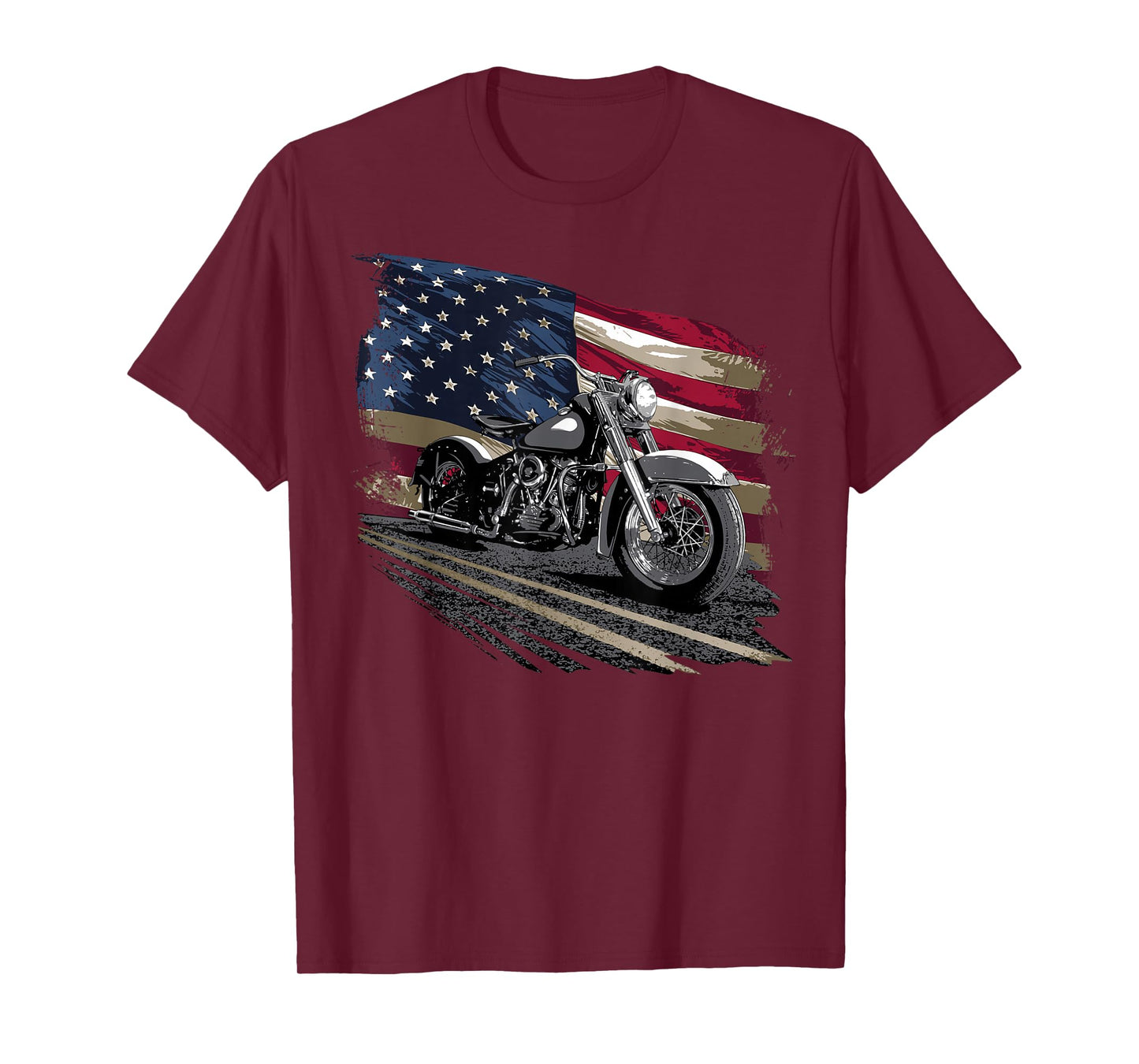 Open Air Road Trip Cruising Black Distressed American Flag Classic Fit T-Shirt