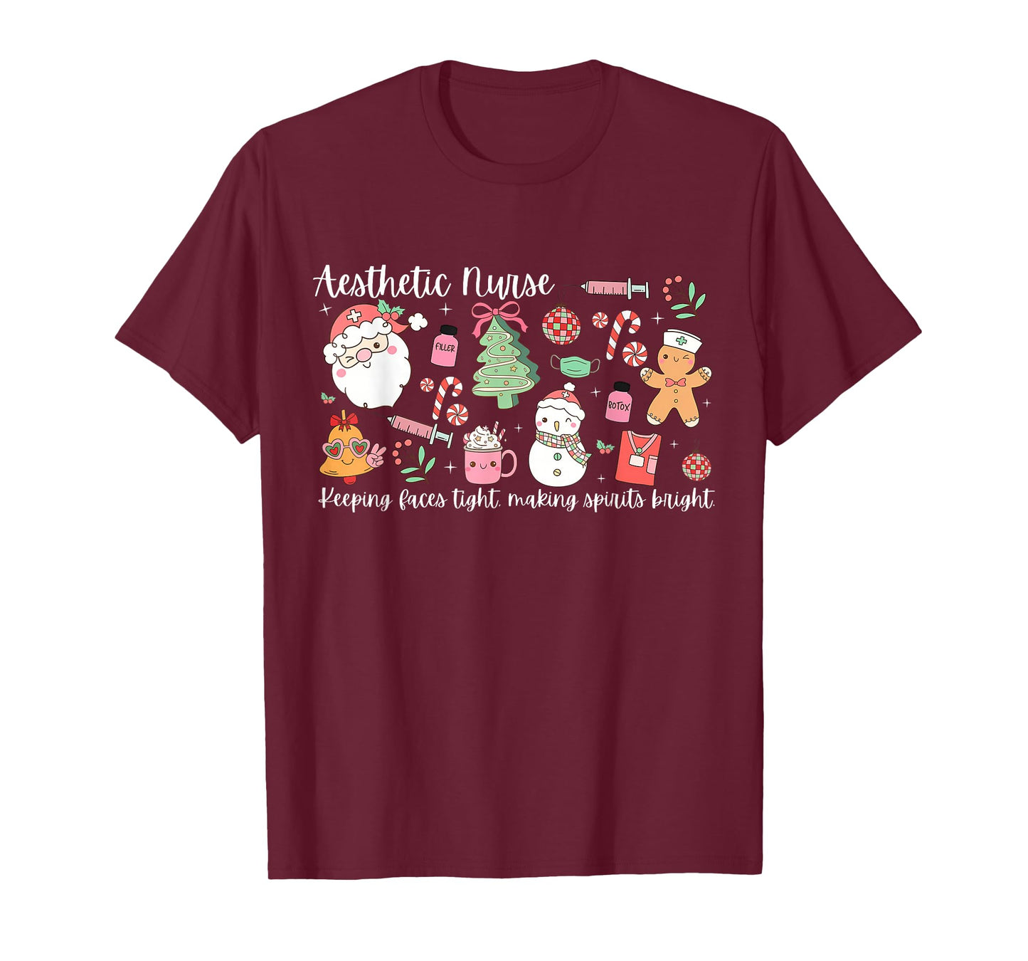 Aesthetic Nurse Santa Botox Injector RN Dermatology Xmas T-Shirt