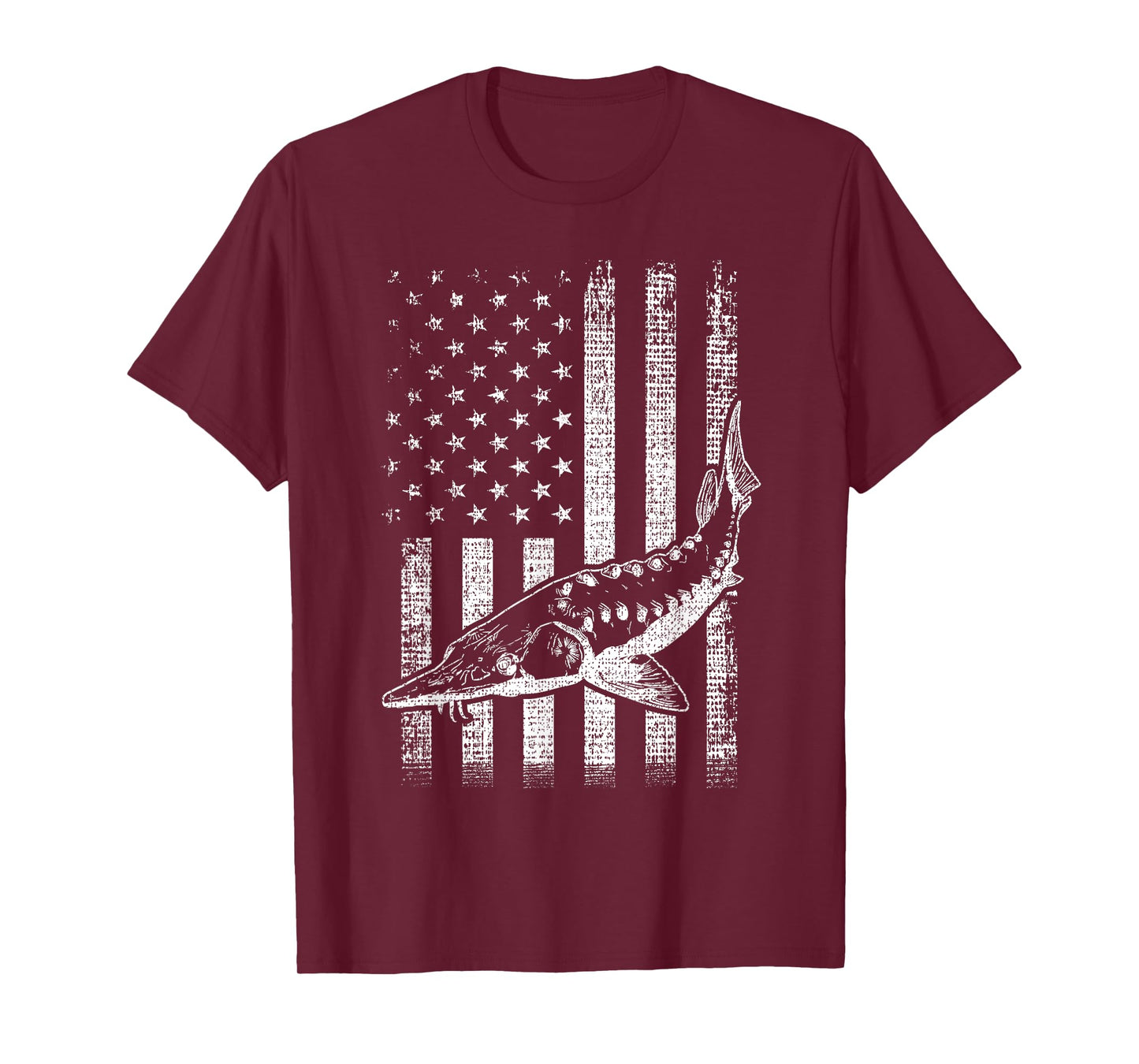 Retro vintage American Sturgeon flag distressed fisherman T-Shirt