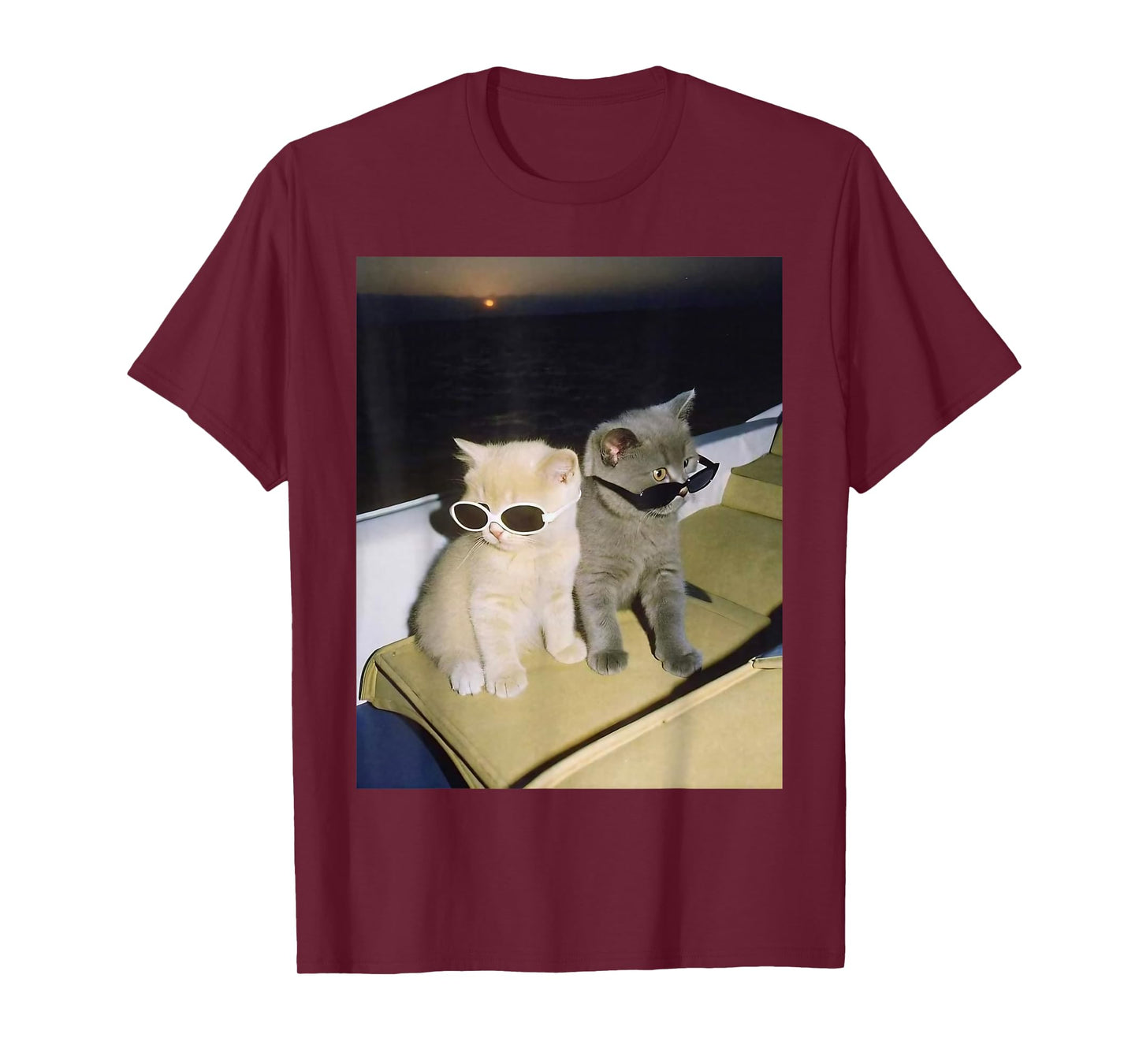 Two Cat with Sunglasses Kitten Funny Cool Cat T-Shirt