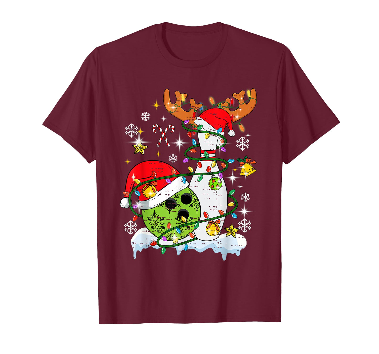 Christmas Bowling Hat Santa Bowler Xmas Sport Men Women Kids T-Shirt
