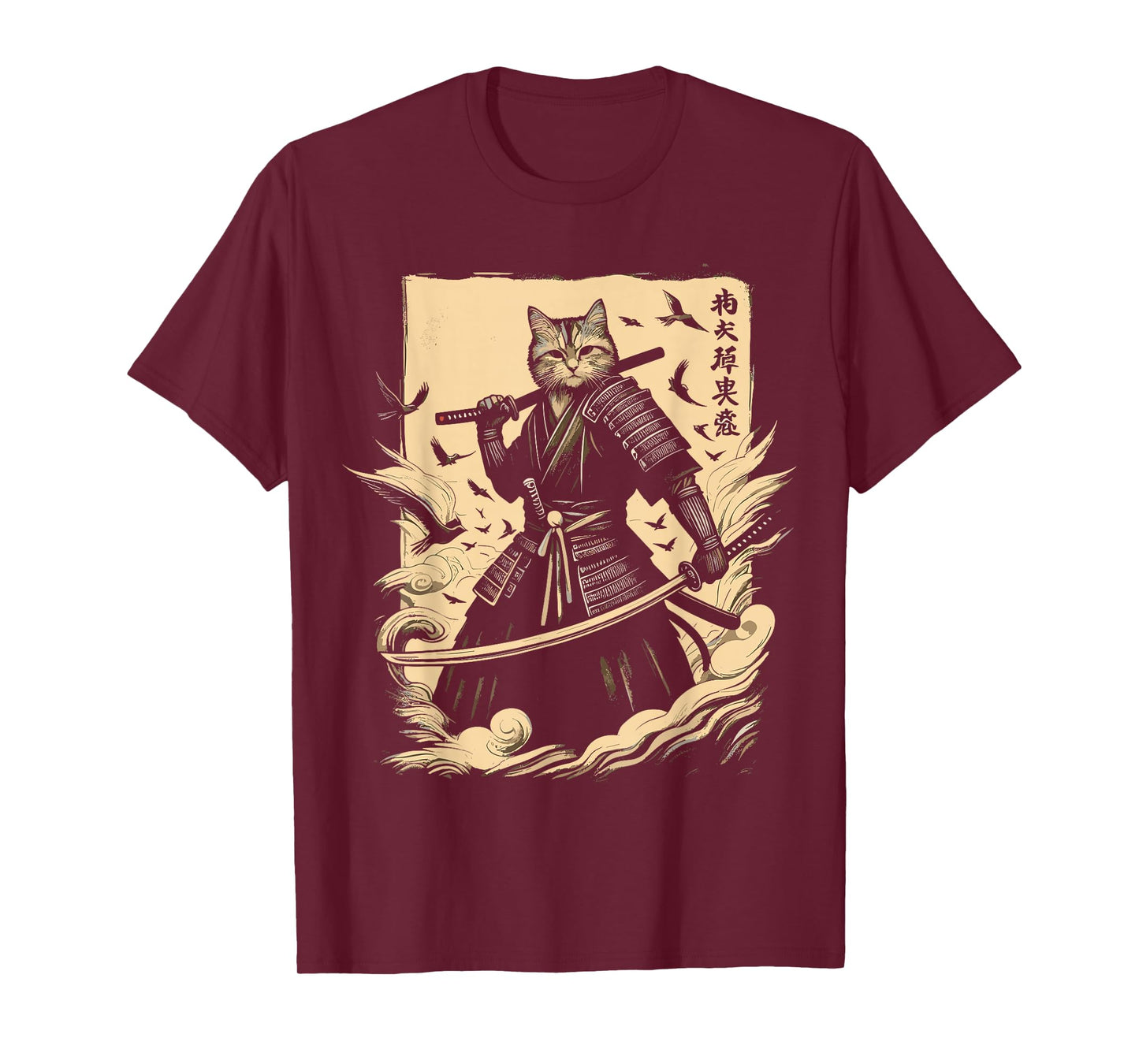 Samurai Cat Japanese Art Anime T-Shirt