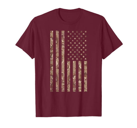 Desert Camo American Flag Military, Tactical Camouflage USA T-Shirt