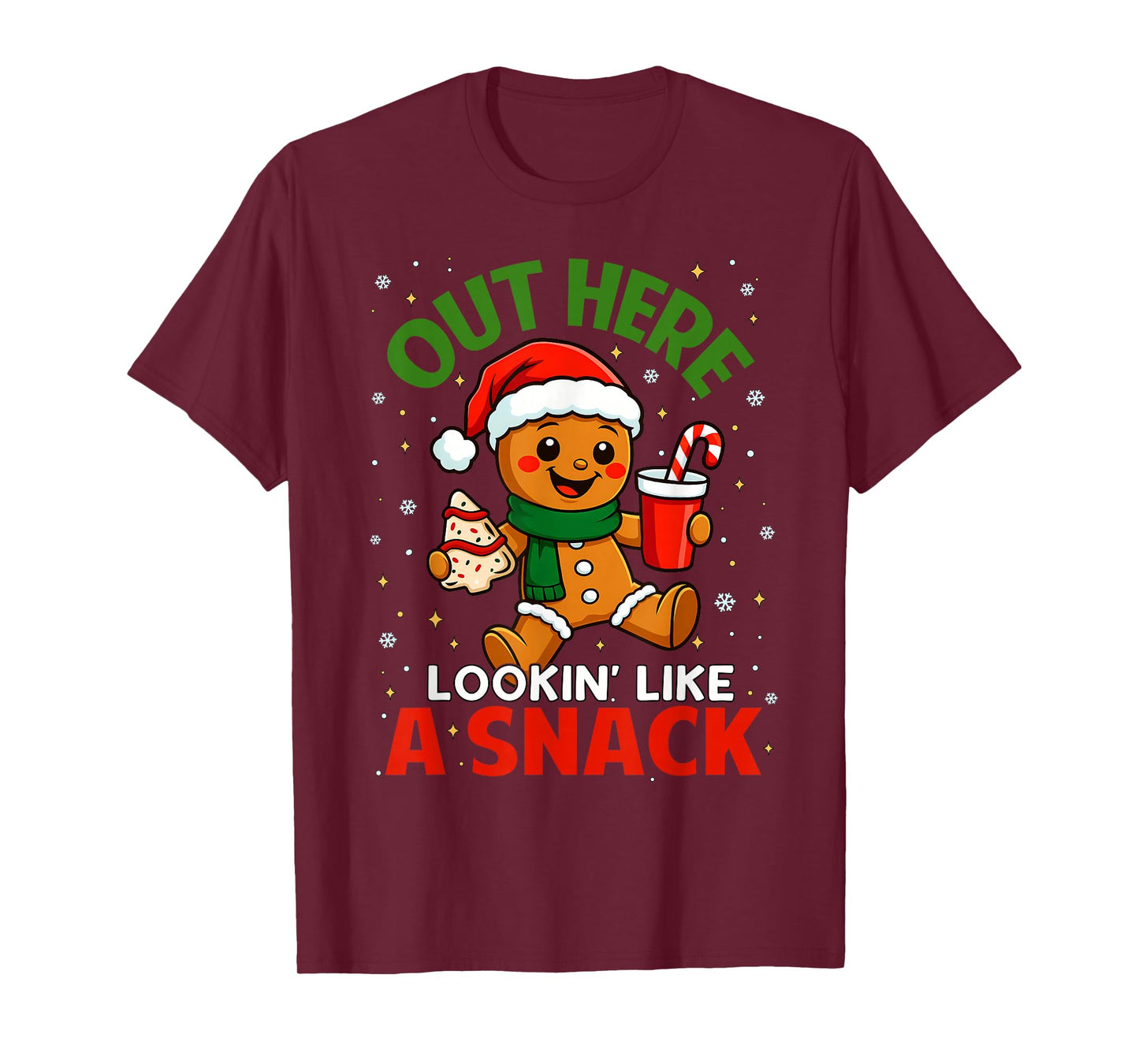 Out Here Looking Like A Snack Cute Gingerbread Christmas Kid T-Shirt