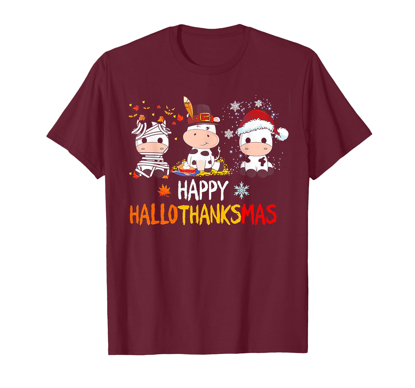 Cow Halloween - Happy HalloThanksMas T-Shirt