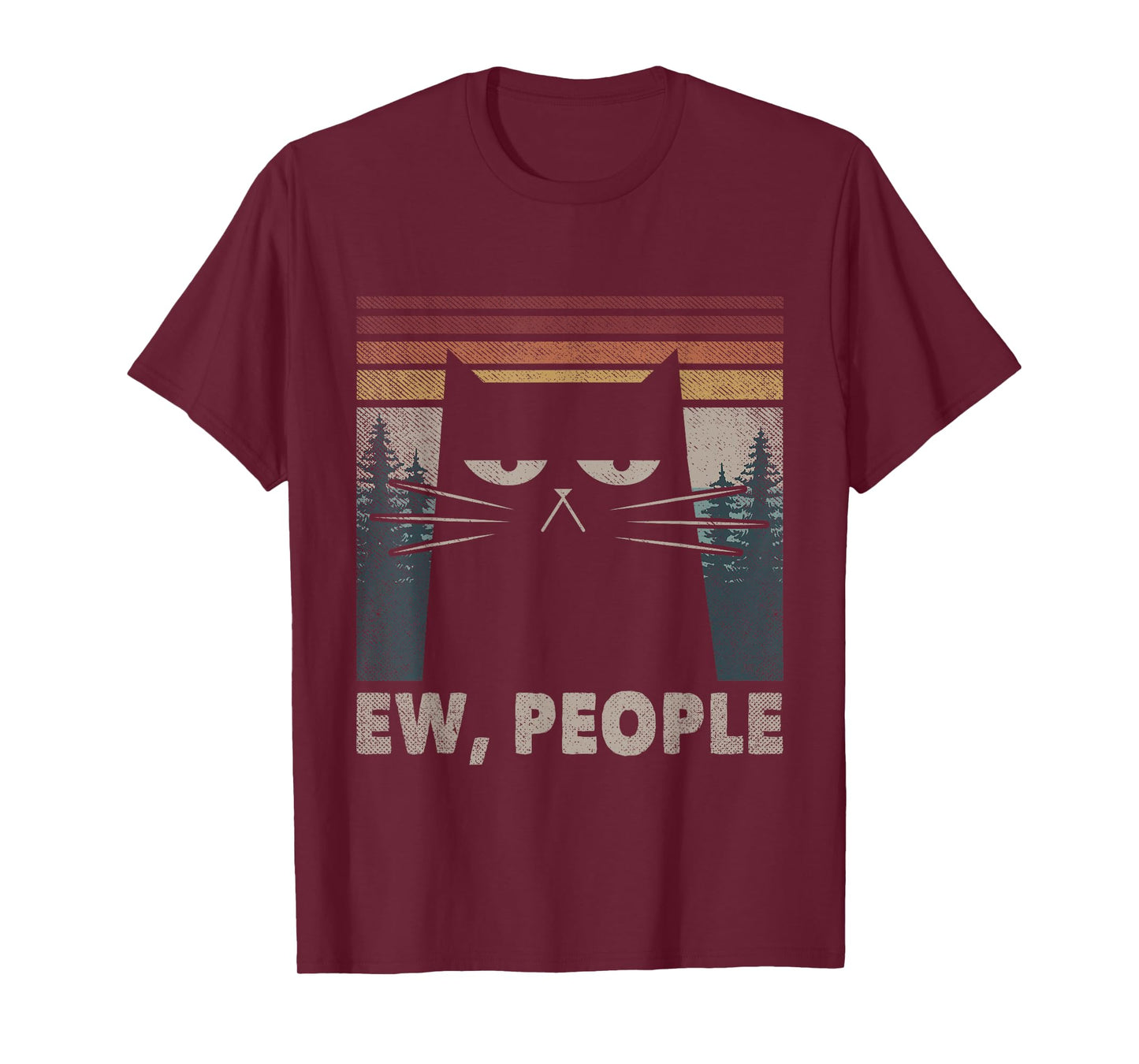 Vintage Ew People Black Cat Funny Anti Social Introvert Men Women Kids T-Shirt