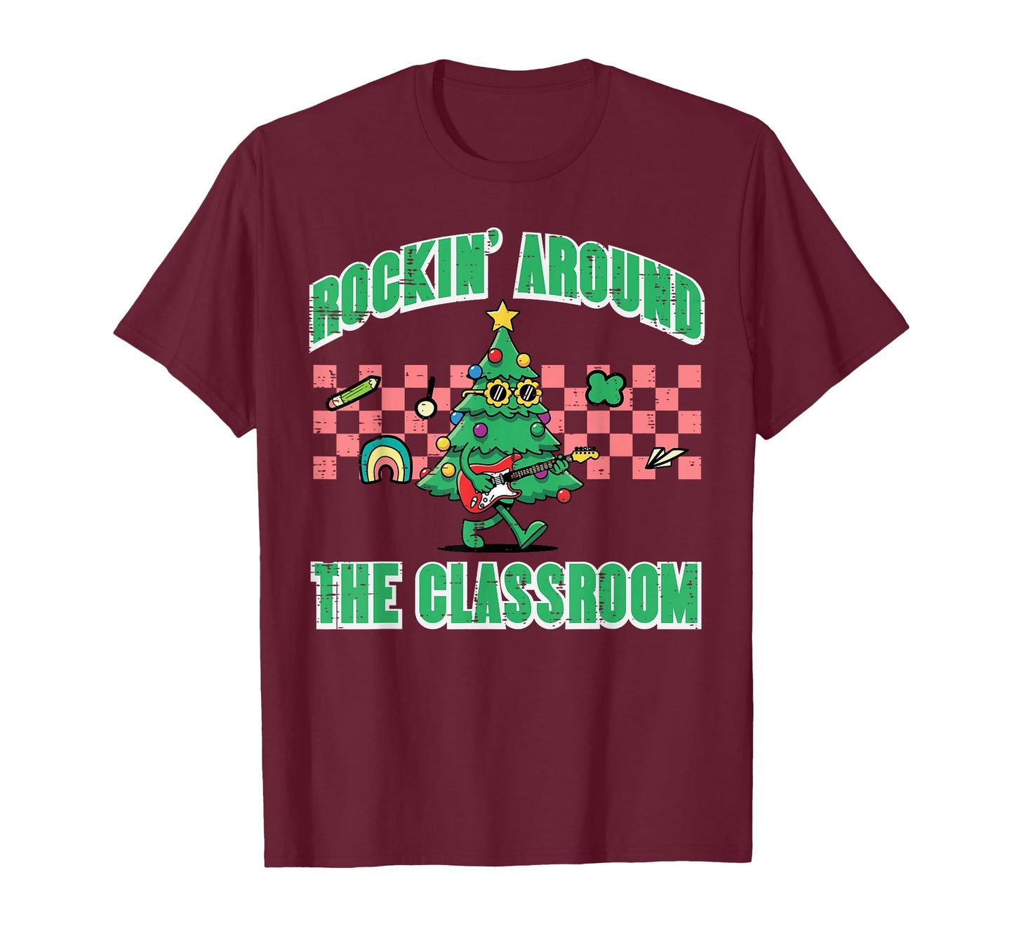 Christmas Tree Rockin Around Classroom Xmas Teacher Women T-Shirt