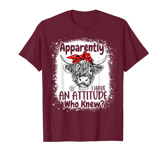 Apparently I Have An Attitude Who Knew Bleached Highland Cow T-Shirt
