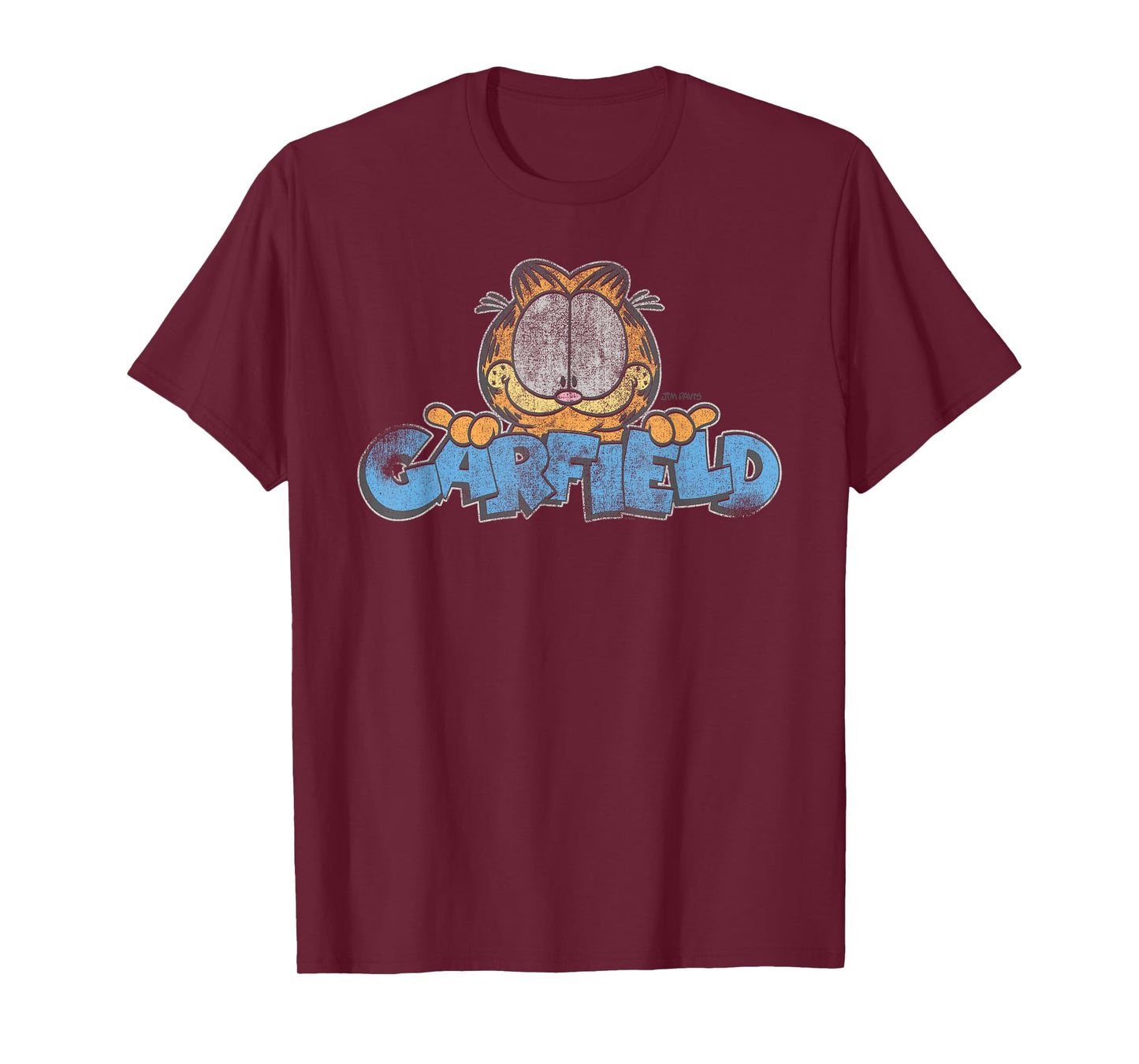 Garfield Distressed Garfield Face with Logo Cartoon Cat T-Shirt