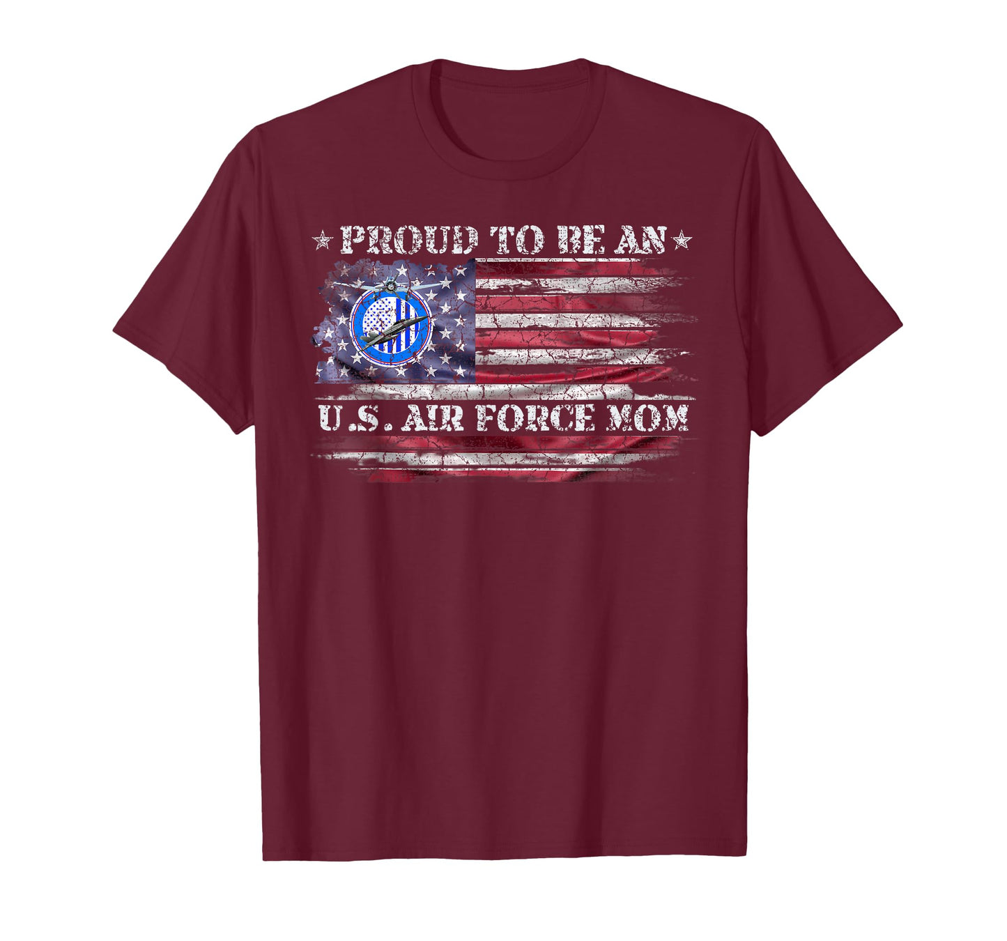 Vintage USA American Flag Proud To Be An US Air Force Mom T-Shirt