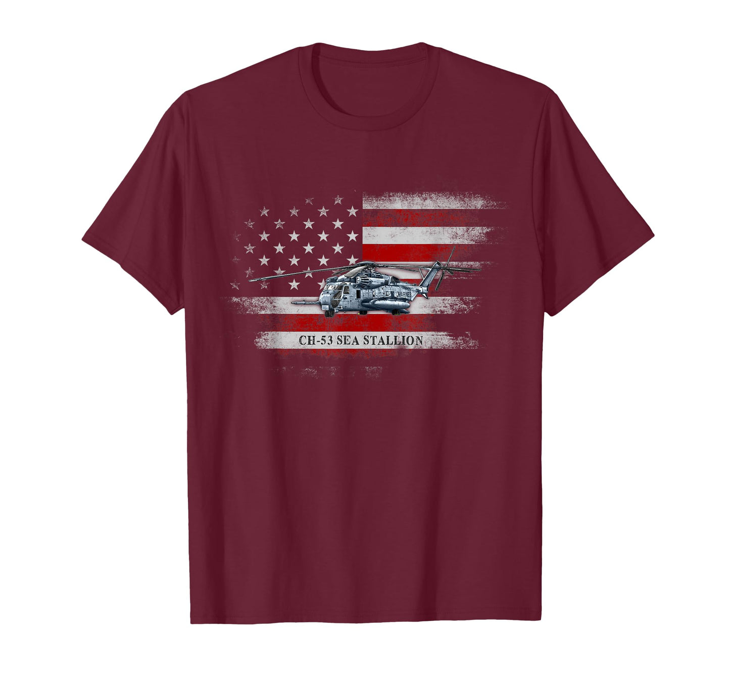 CH-53 Sea Stallion Helicopter USA Flag Helicopter Pilot Mens T-Shirt