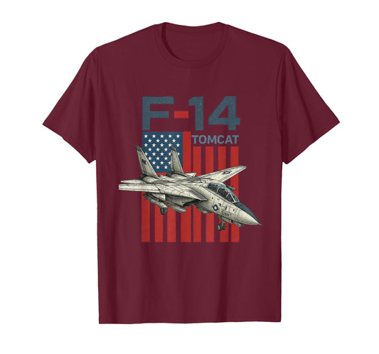 F-14 Tomcat Fighter Jet Military Airplane American Flag Gift T-Shirt