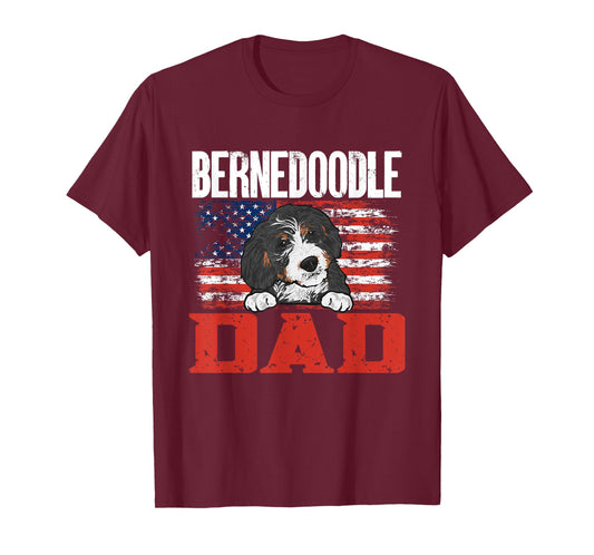 Bernedoodle Dog American Flag Bernedoodle Dad Men T-Shirt