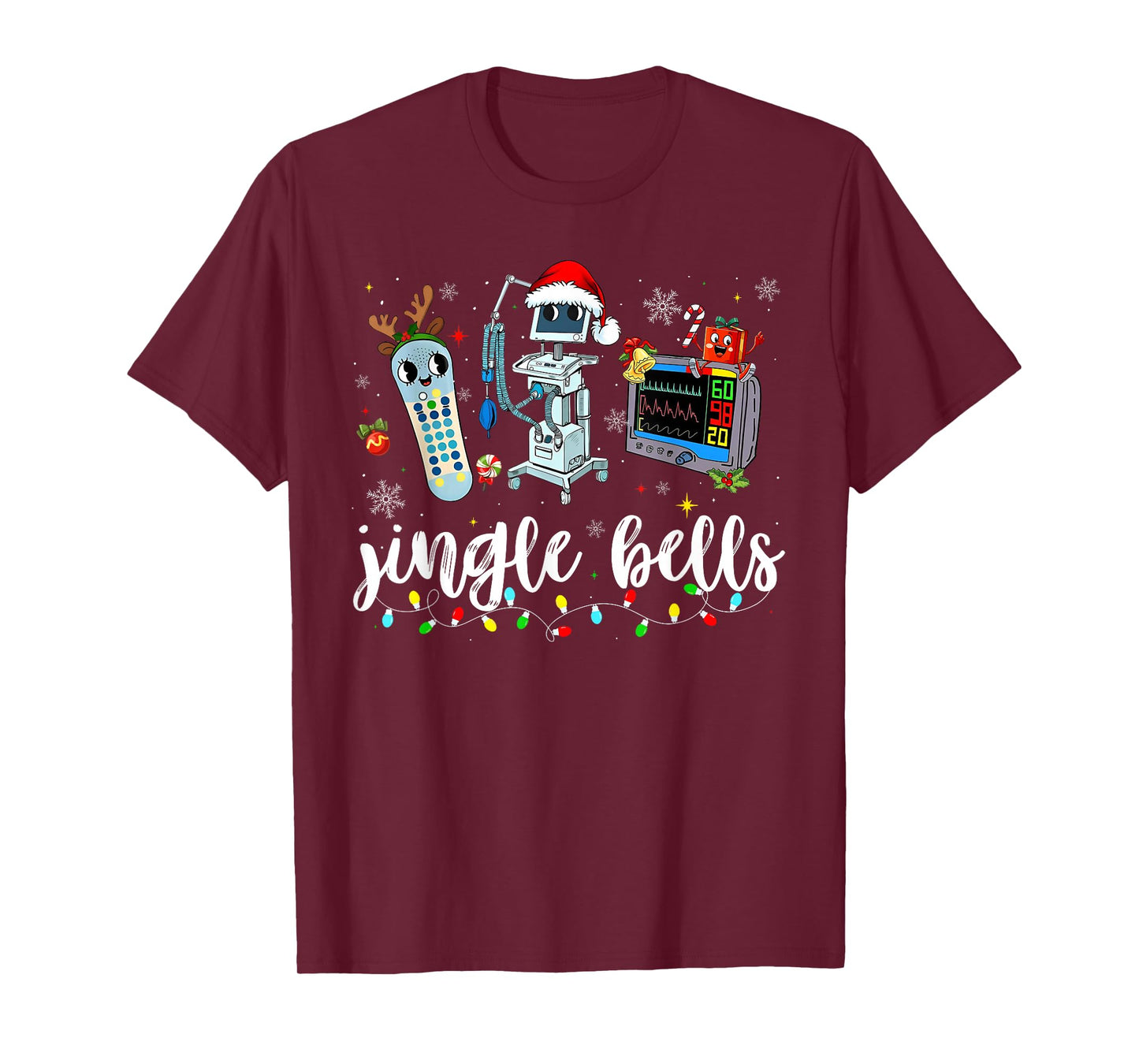 Christmas ER Nurse Jingle Bells Xmas Lights Holiday Pajamas T-Shirt