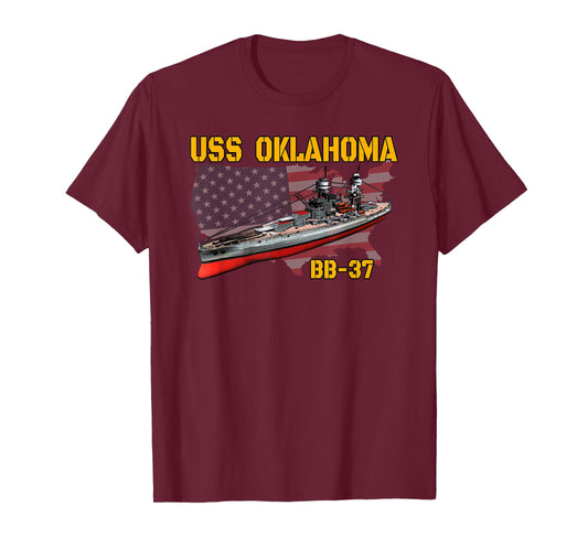 WW2 & WW1 Warship USS Oklahoma BB-37 Battleship Veterans Day T-Shirt