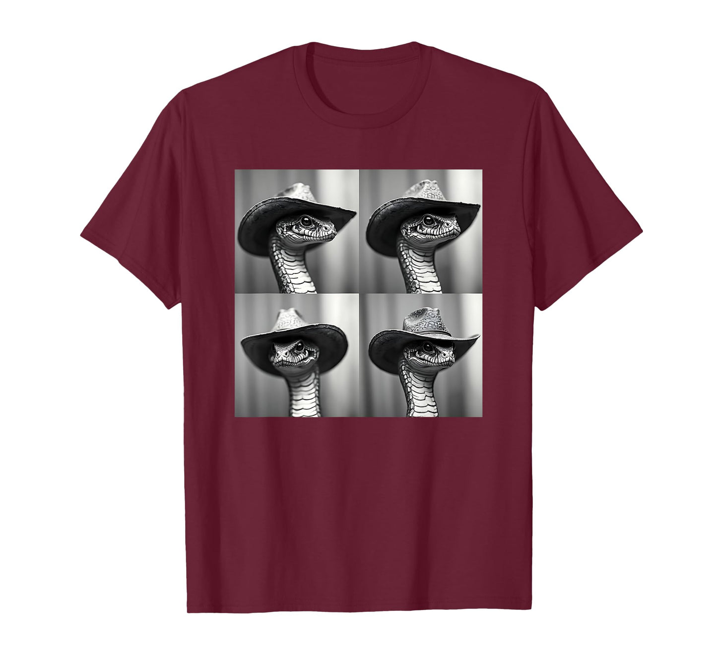 Snake Wearing Cowboy Hat Humor Animal Photobooth Snake Lover T-Shirt