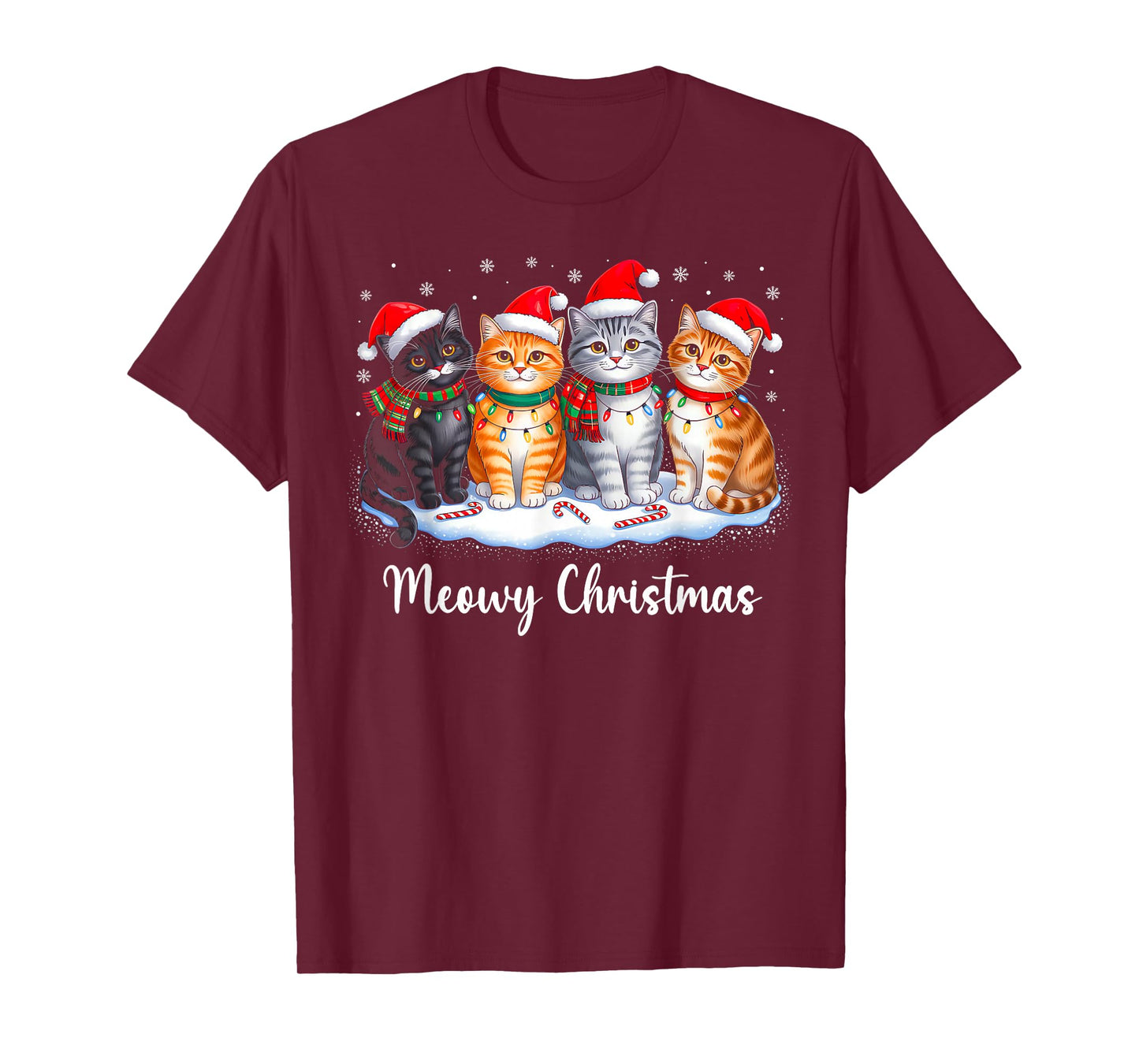 Meowy Christmas Funny Christmas Kitten Cat Lover Xmas Pajama T-Shirt