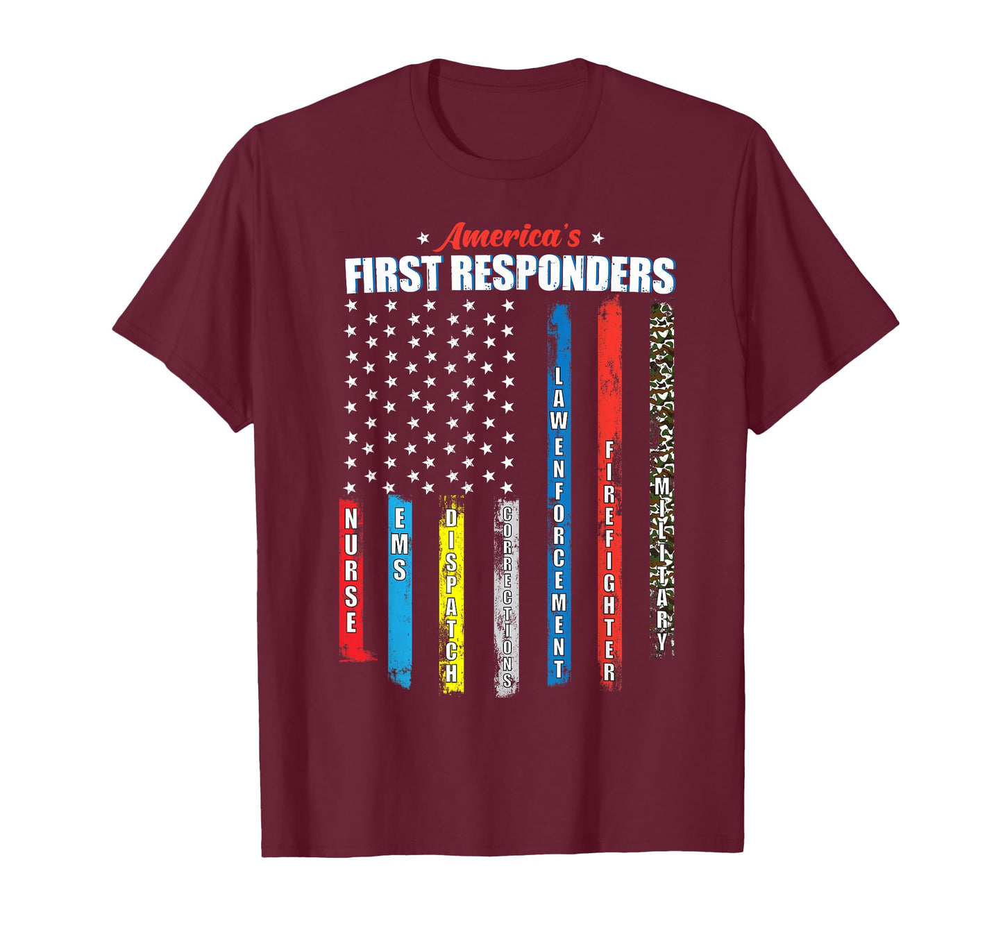America's First Responders Patriotic Emergency Personnel USA T-Shirt