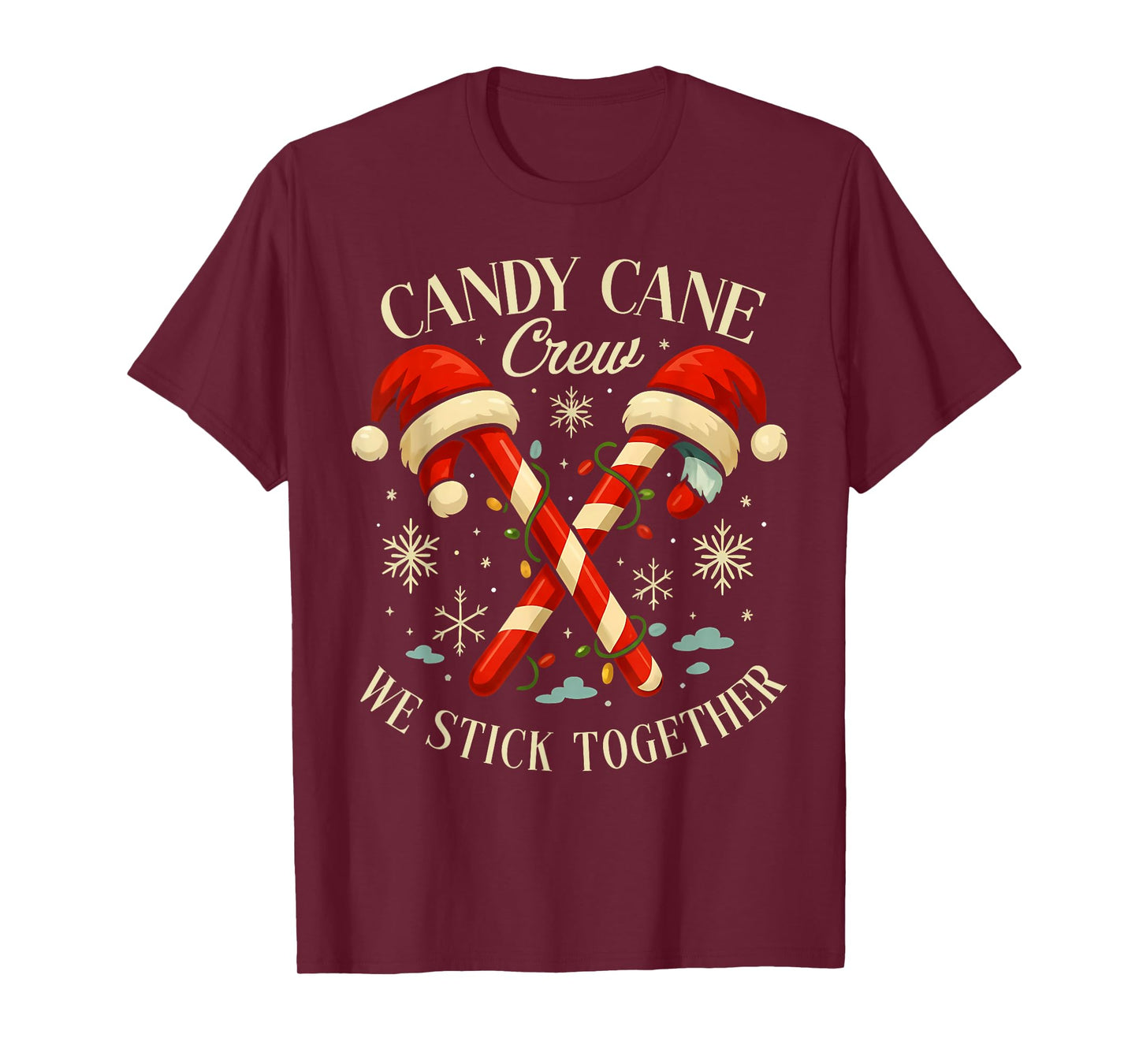 Candy Cane Crew We Stick Together Christmas Costume Xmas T-Shirt