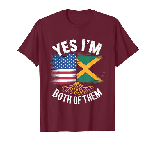 Yes I'm Both: American and Jamaican Roots DNA Pride T-Shirt