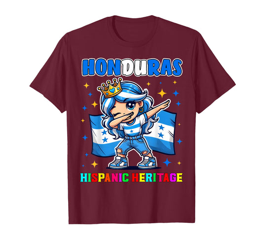 Honduras Dabbing Girl Hispanic Heritage Celebration for Kids T-Shirt