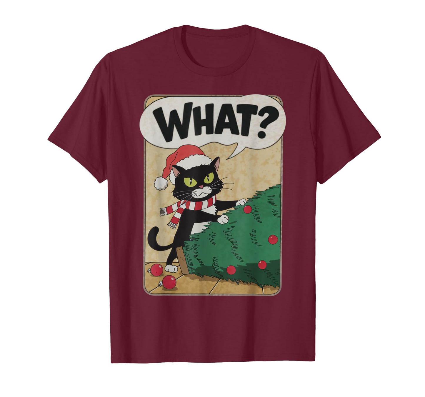 Funny Christmas Cat Christmas Tree Meowy Christmas T-Shirt