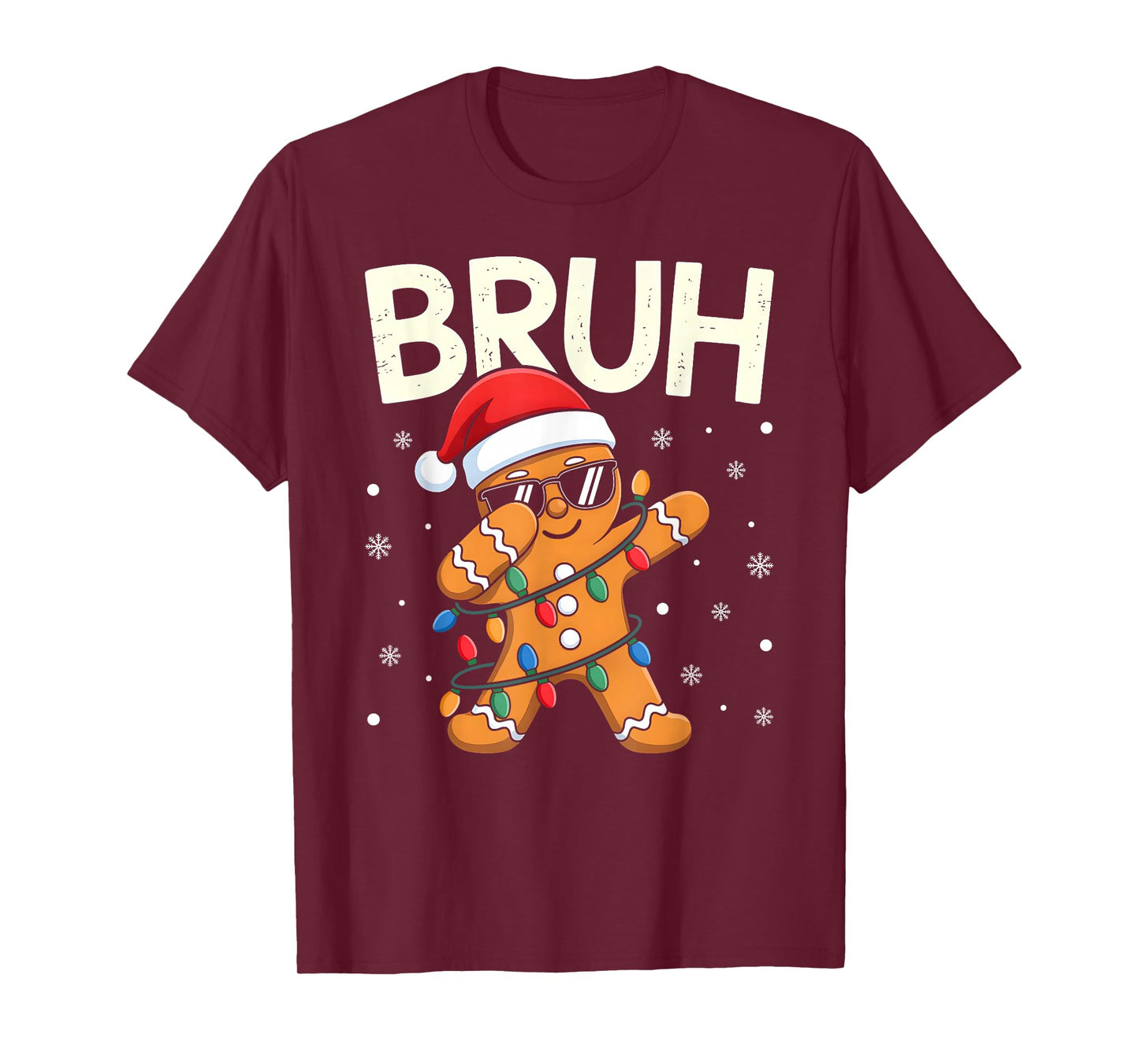 Bruh Christmas Gingerbread Boys Teens Kids Xmas Pajamas T-Shirt