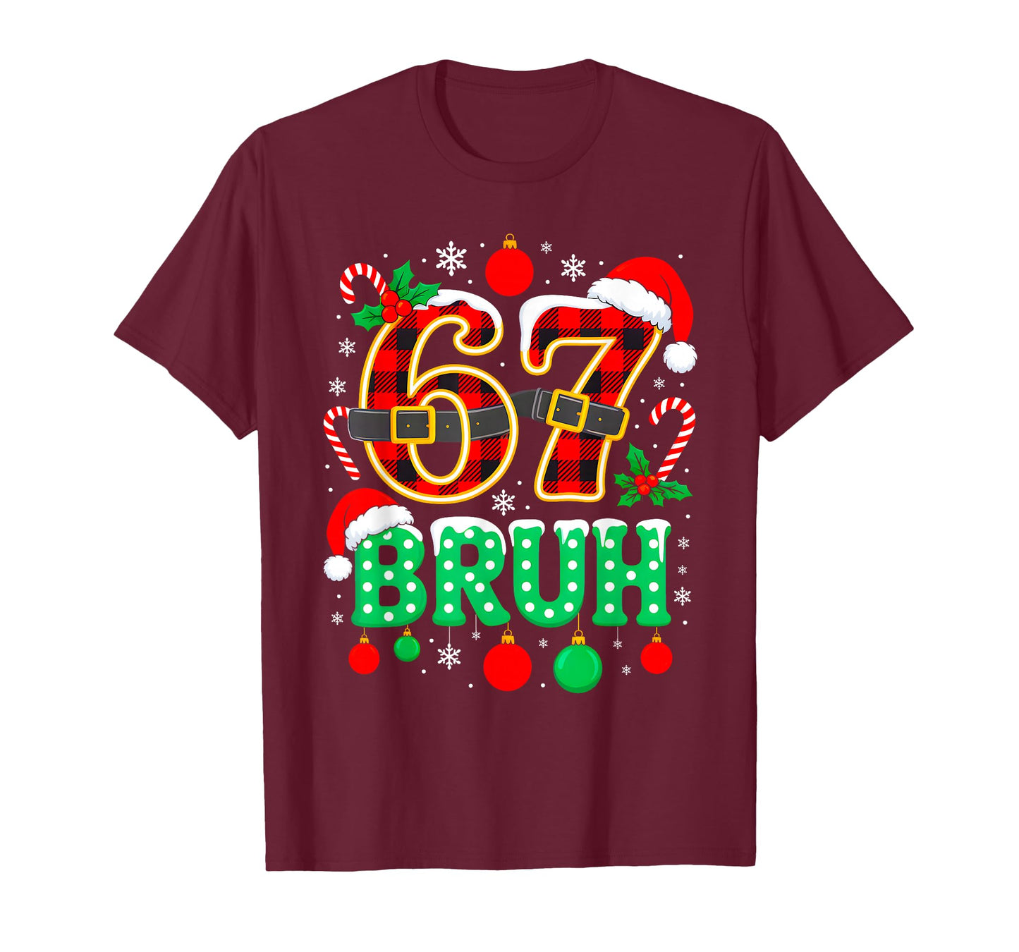 Funny 67 Six Seven Bruh Meme Christmas Pajama Family Holiday T-Shirt