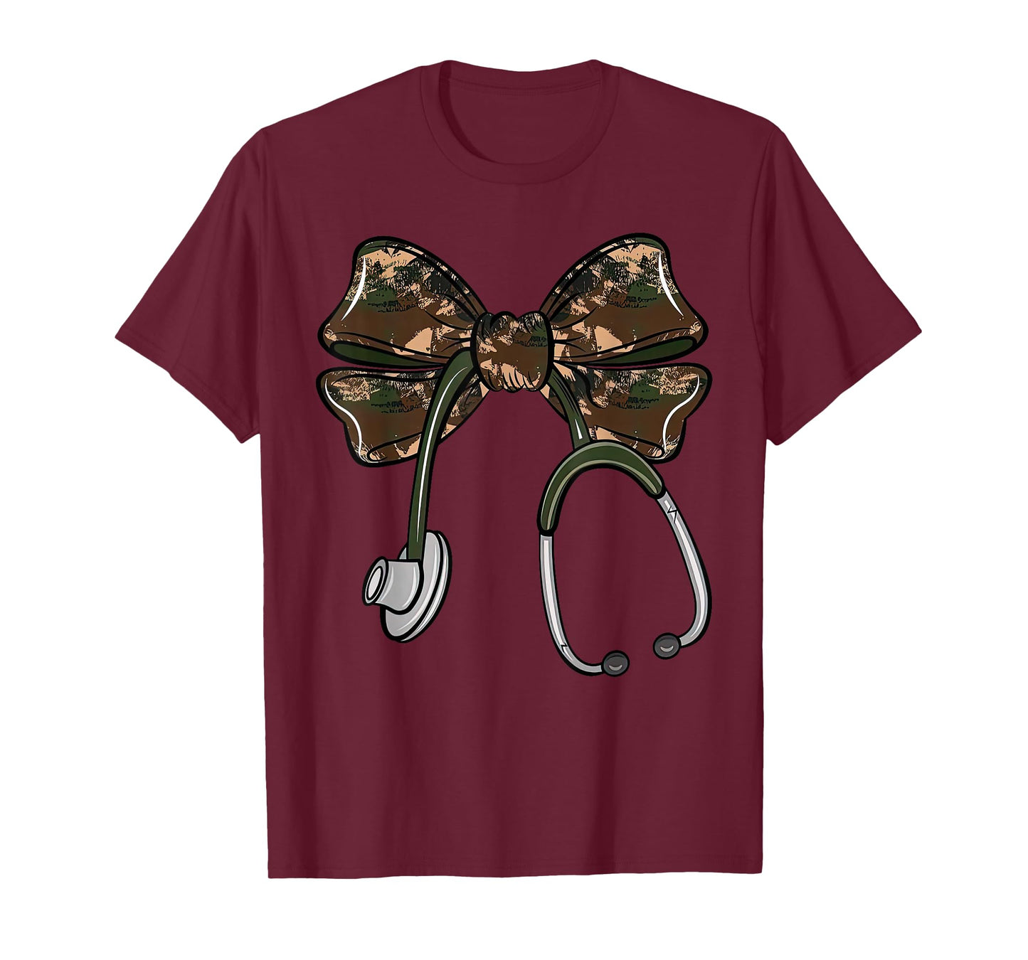 Cute Camo Nurse Coquette Bow Stethoscope Registered Nurse T-Shirt