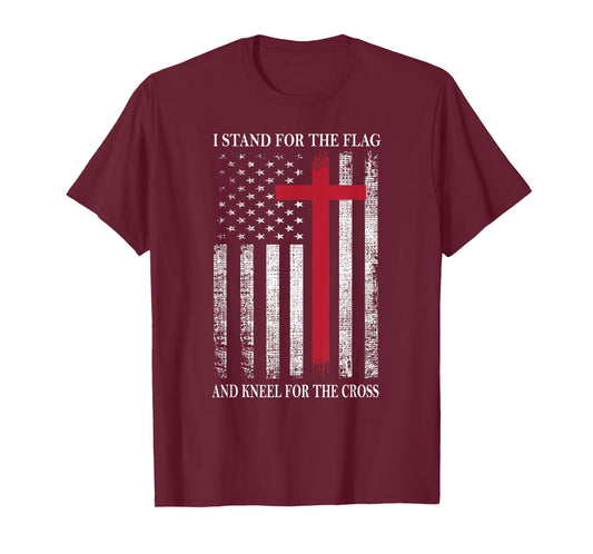 I Stand for The Flag and Kneel for The Cross USA Flag T-Shirt