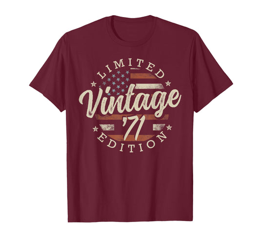 Vintage 1971 Limited Edition USA Flag 54th Birthday T-Shirt