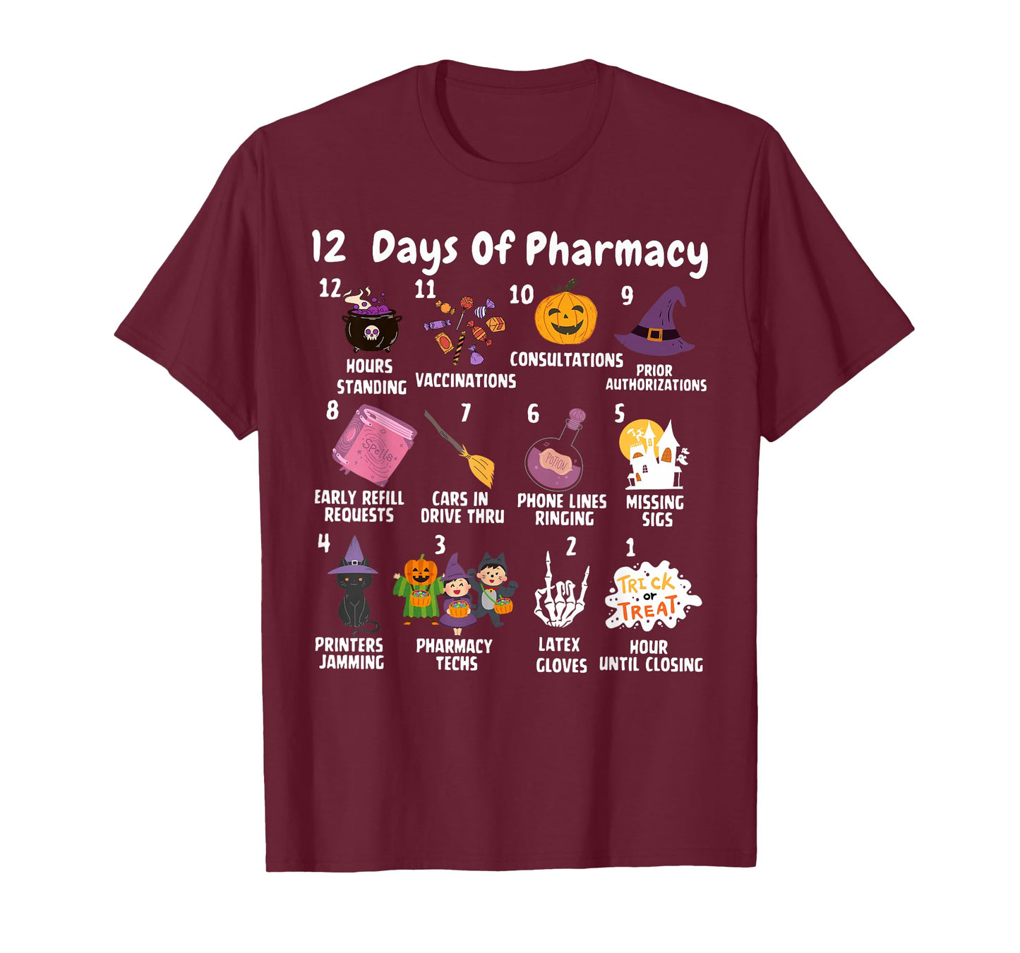 12 Days Of Pharmacy Halloween Pharmacists Tech Spooky Season T-Shirt